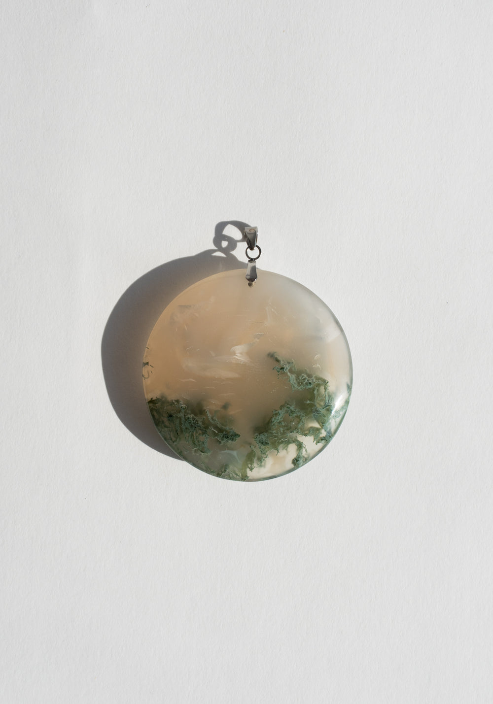 Moss Agate Moon Pendant