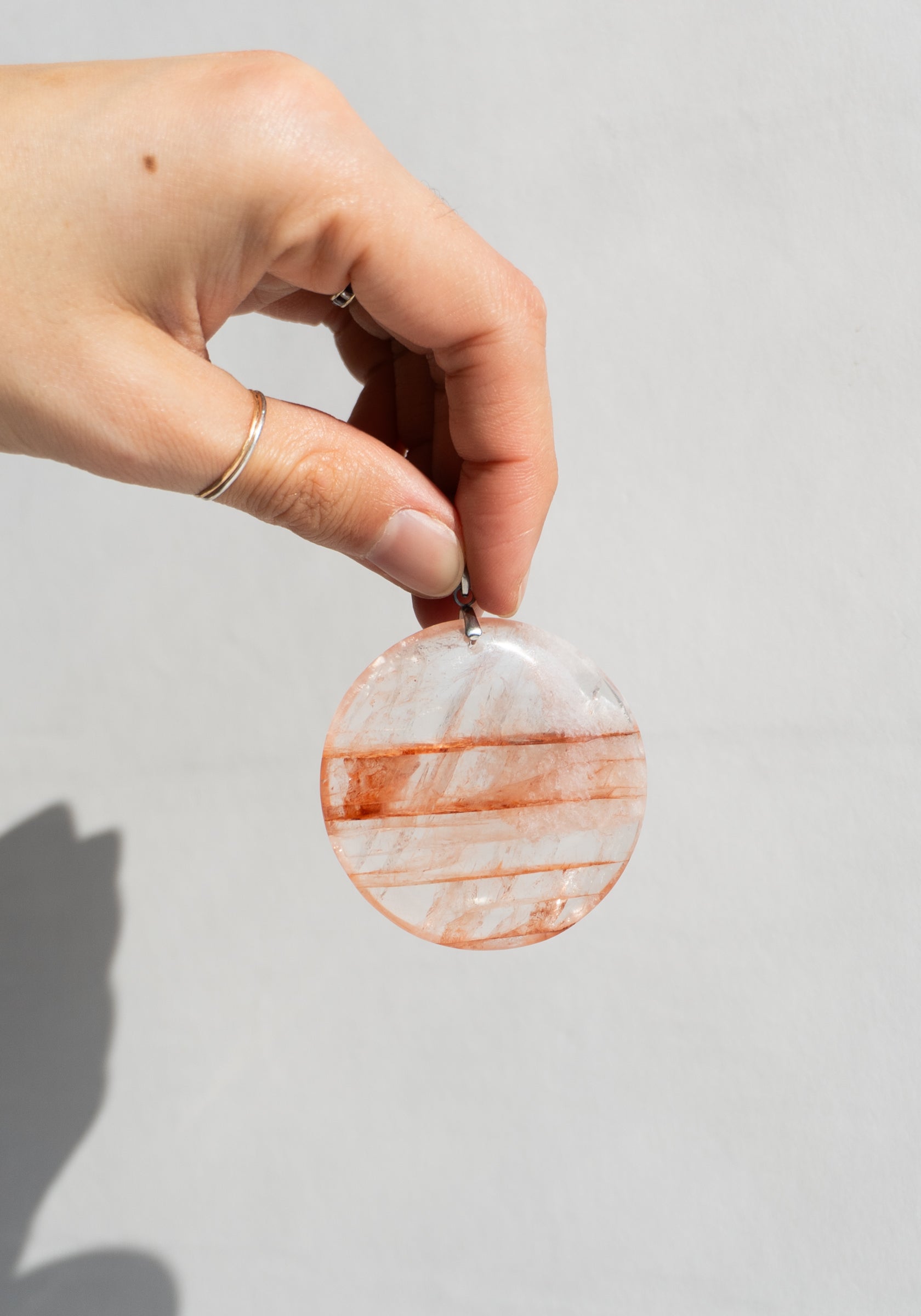 Fire Quartz Moon Pendant