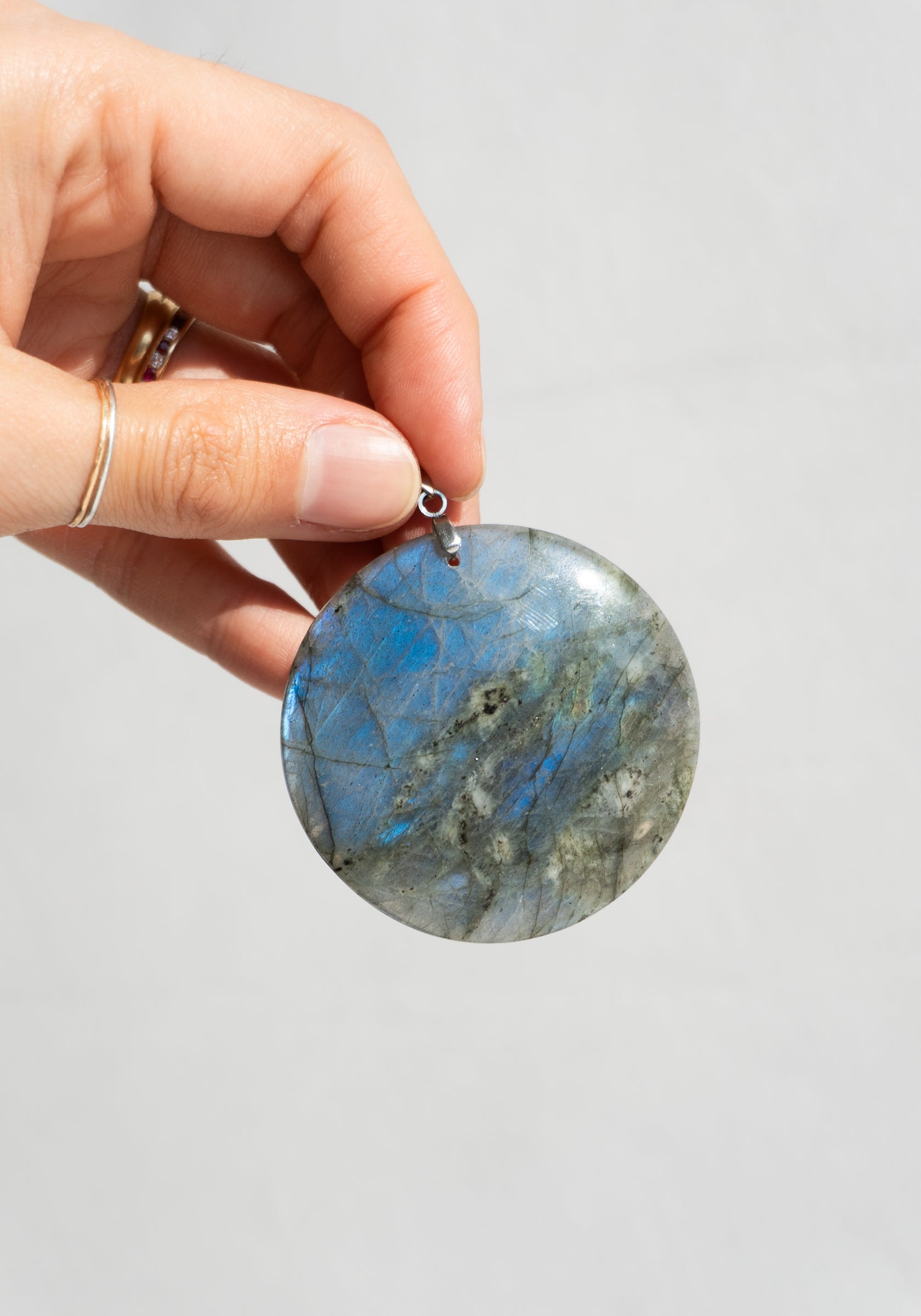 Labradorite Moon Pendant