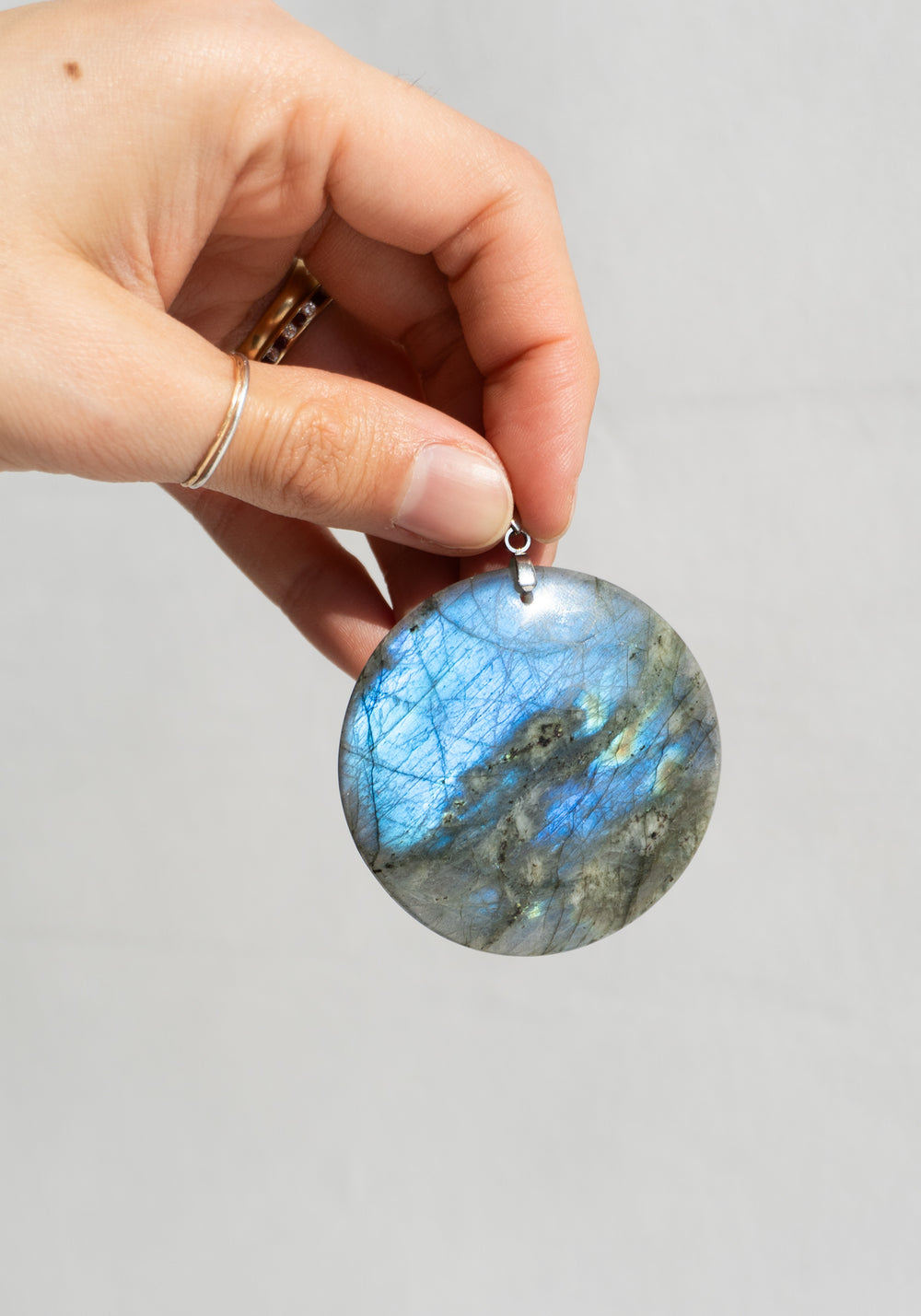 Labradorite Moon Pendant