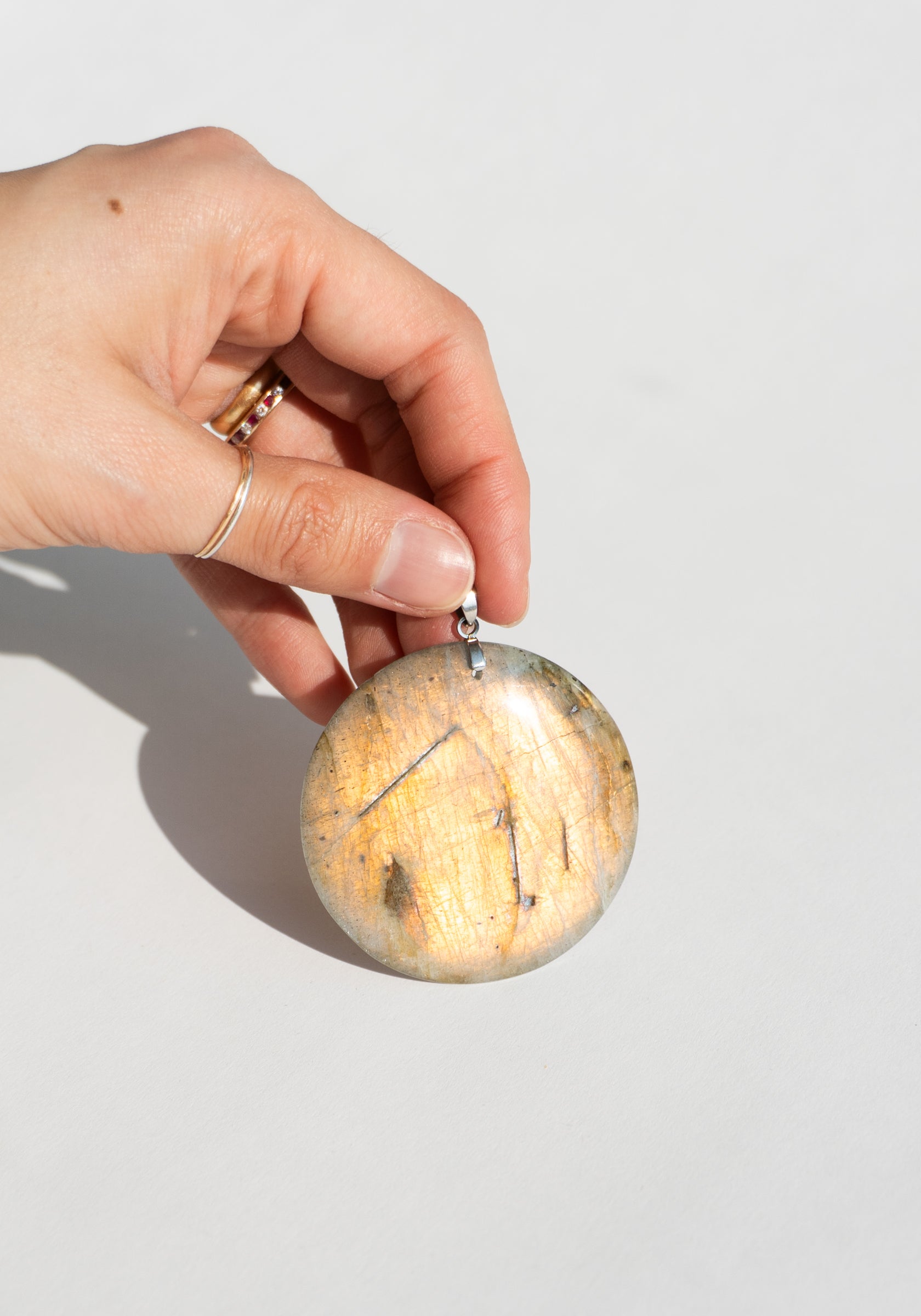 Sunset Labradorite Moon Pendant