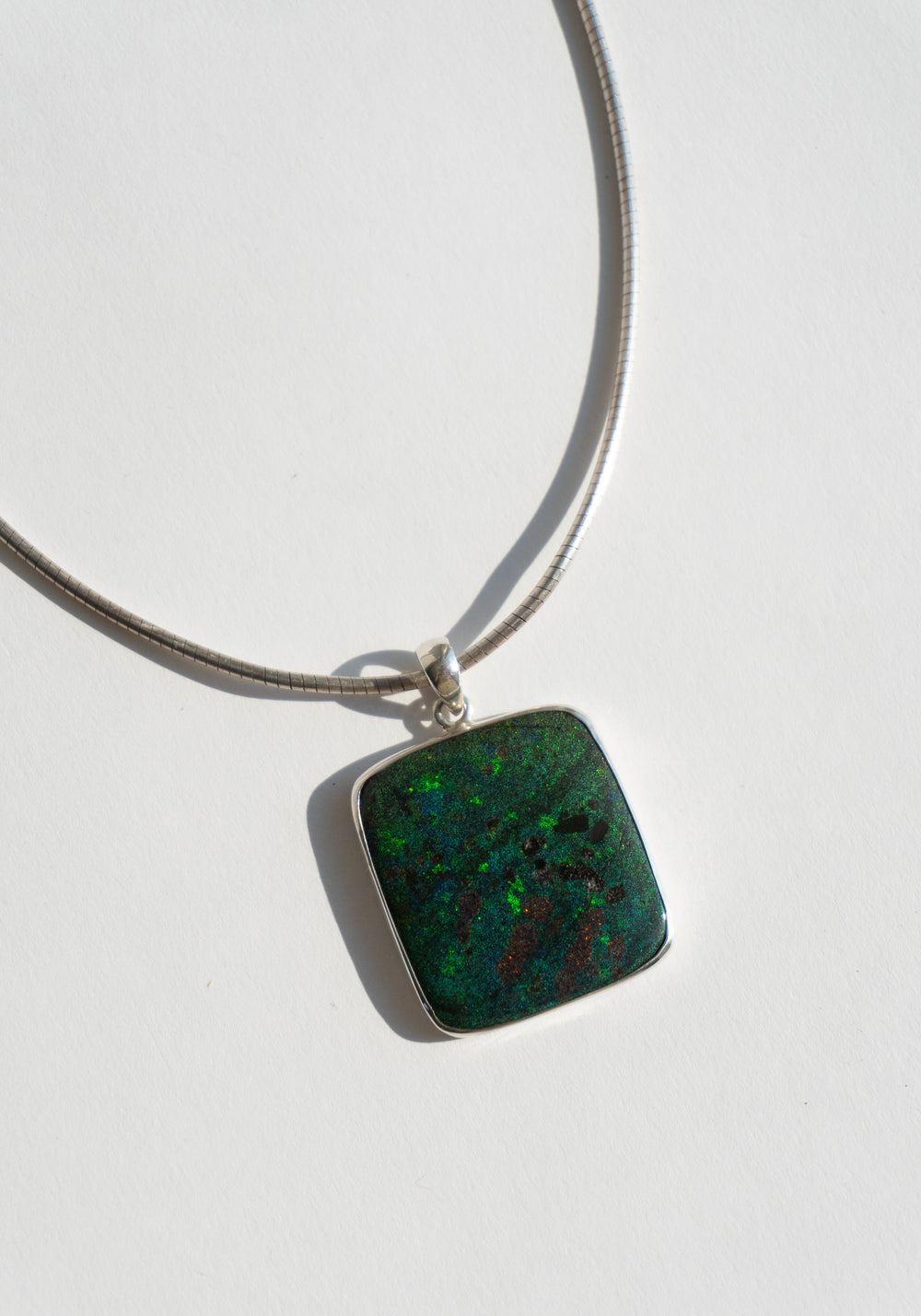 Green Australian Opal Pendant Necklace