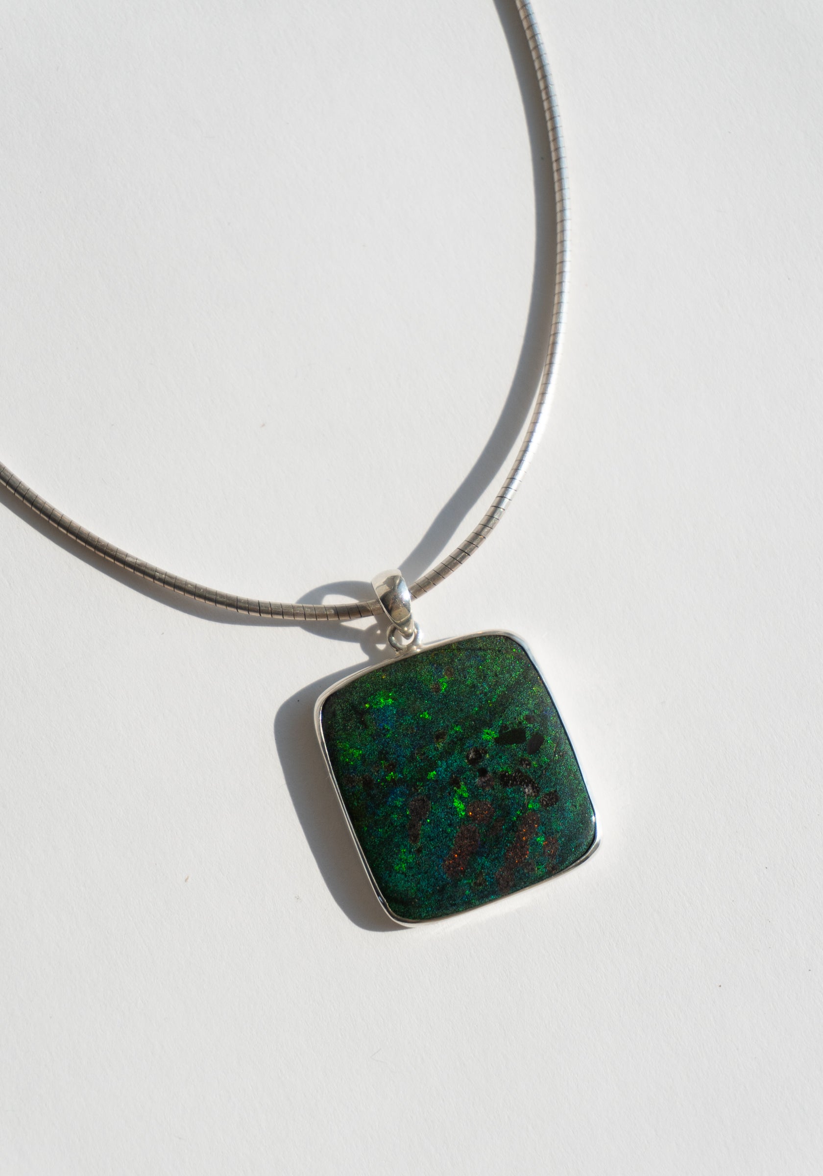 Green Australian Opal Pendant Necklace