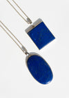 Vintage Oval Sterling Lapis Pendant Necklace