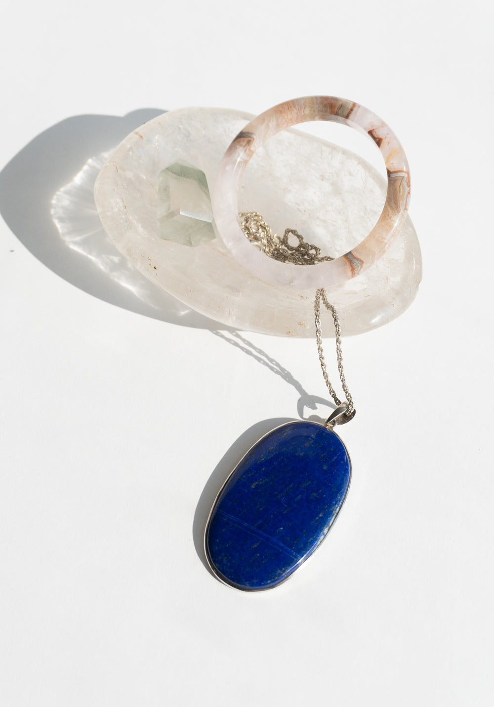 Vintage Oval Sterling Lapis Pendant Necklace