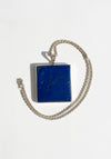Large Vintage Square Sterling Lapis Pendant Necklace