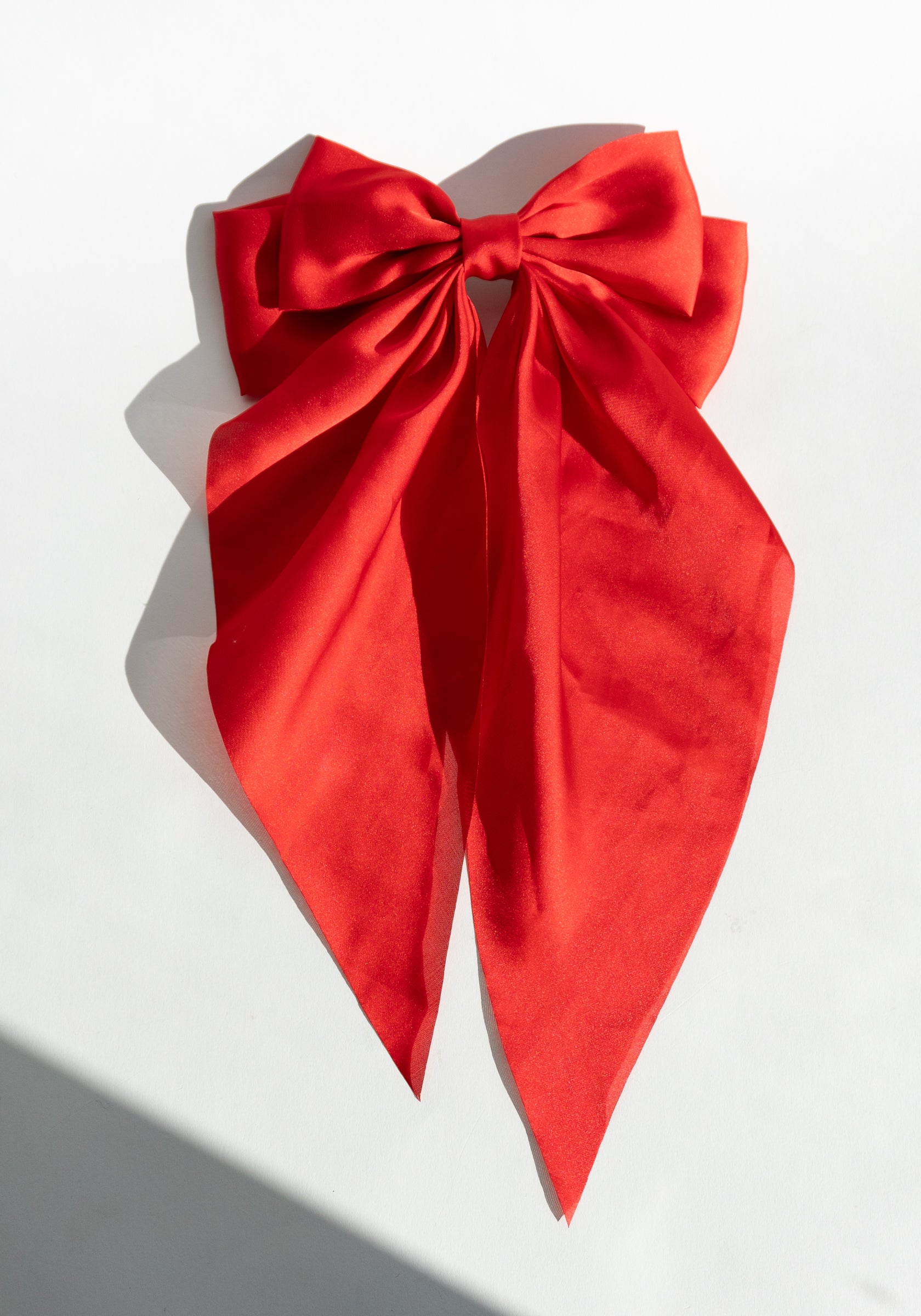 Satin Hair Bow Barette in Red – VESTIGE