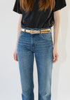 Hollyhock Mirror Croc Belt in Gold with Silver