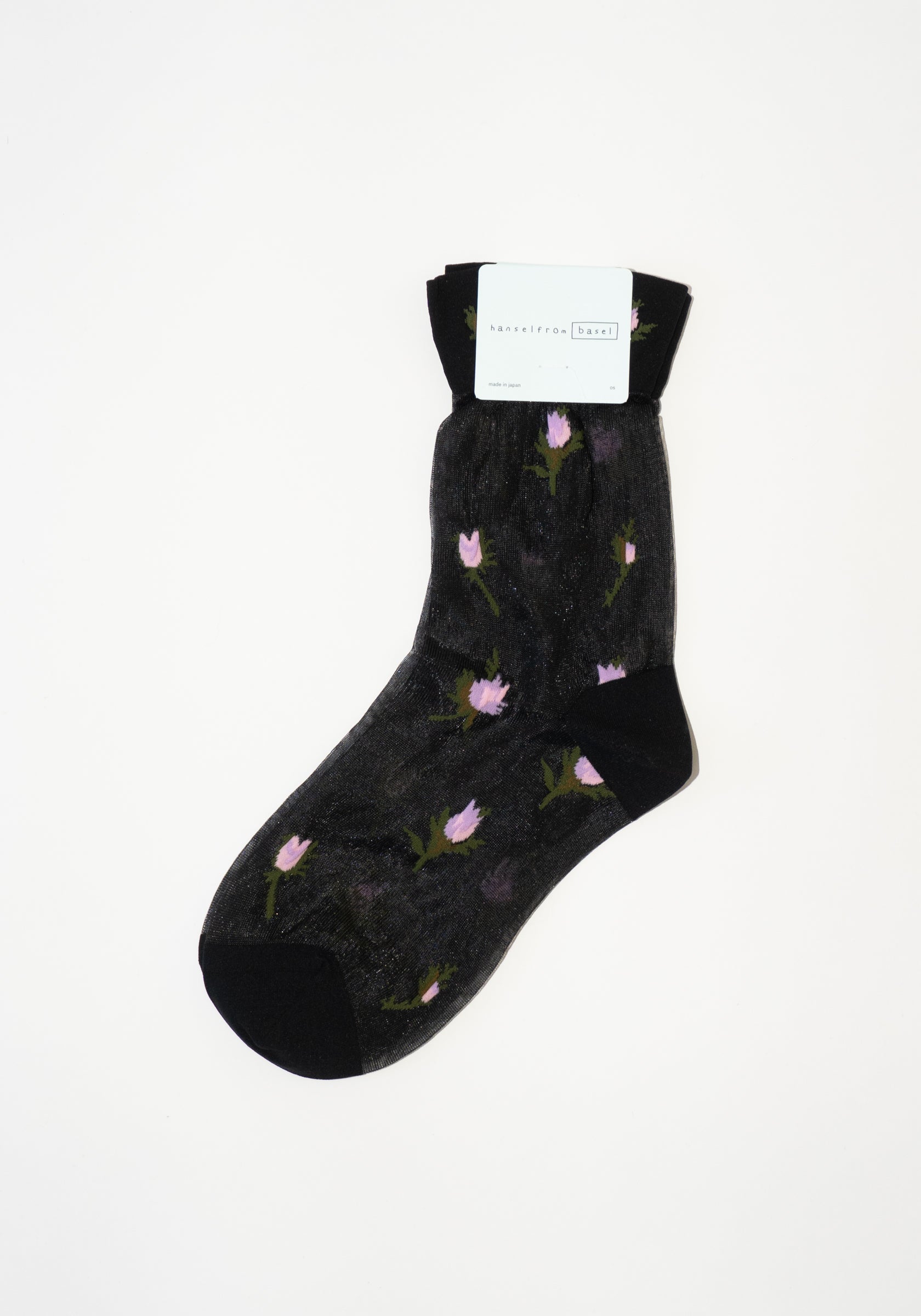 Hansel from Basel Rosebud Sheer Crew Socks in Black