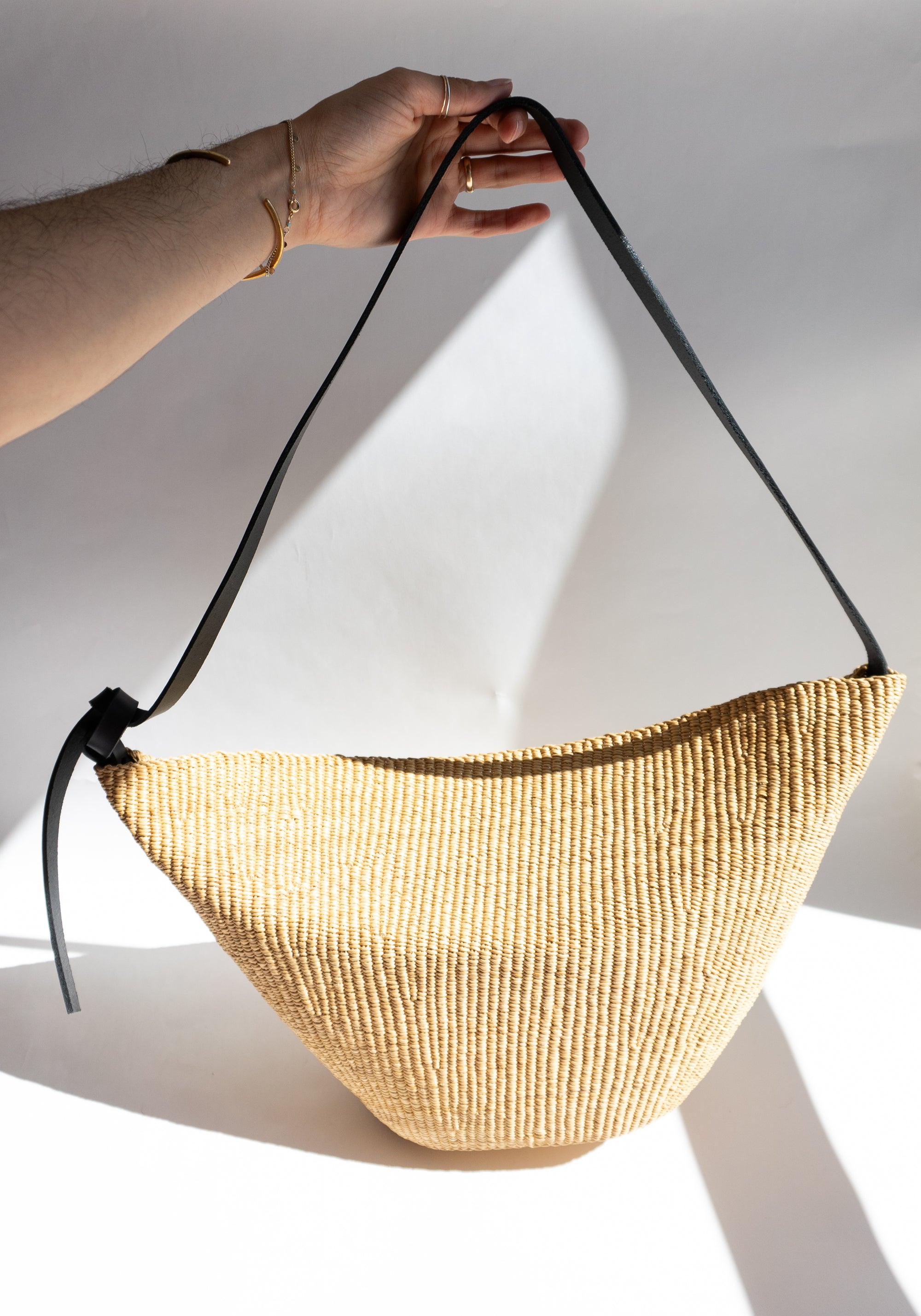 Ines Bressand Large Croissant Straw Bag No.35 in Natural