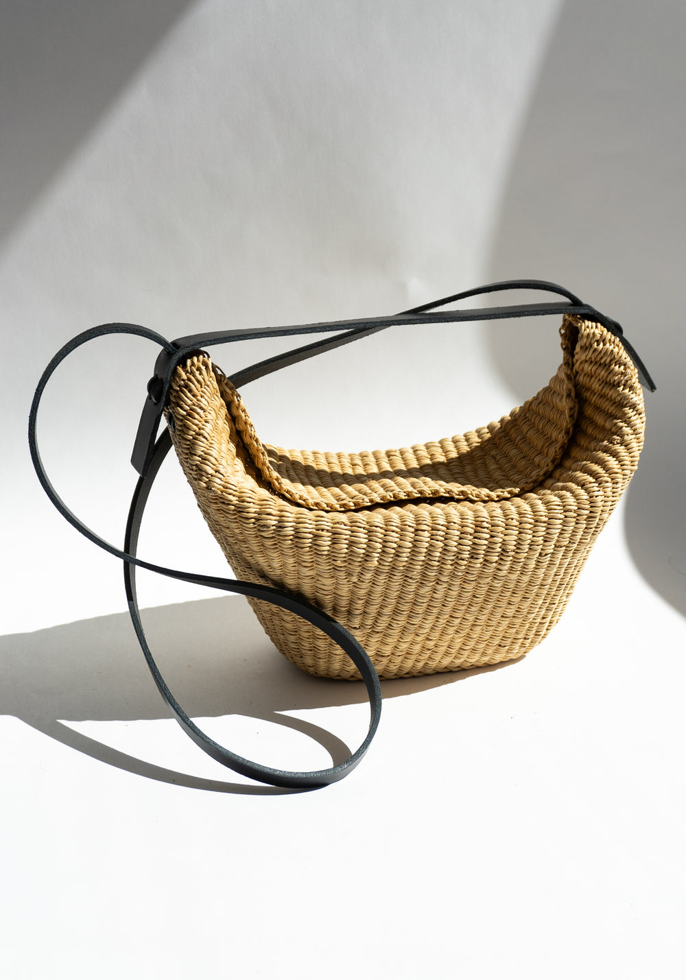 Ines Bressand Mini Croissant Straw Bag No.35 in Natural