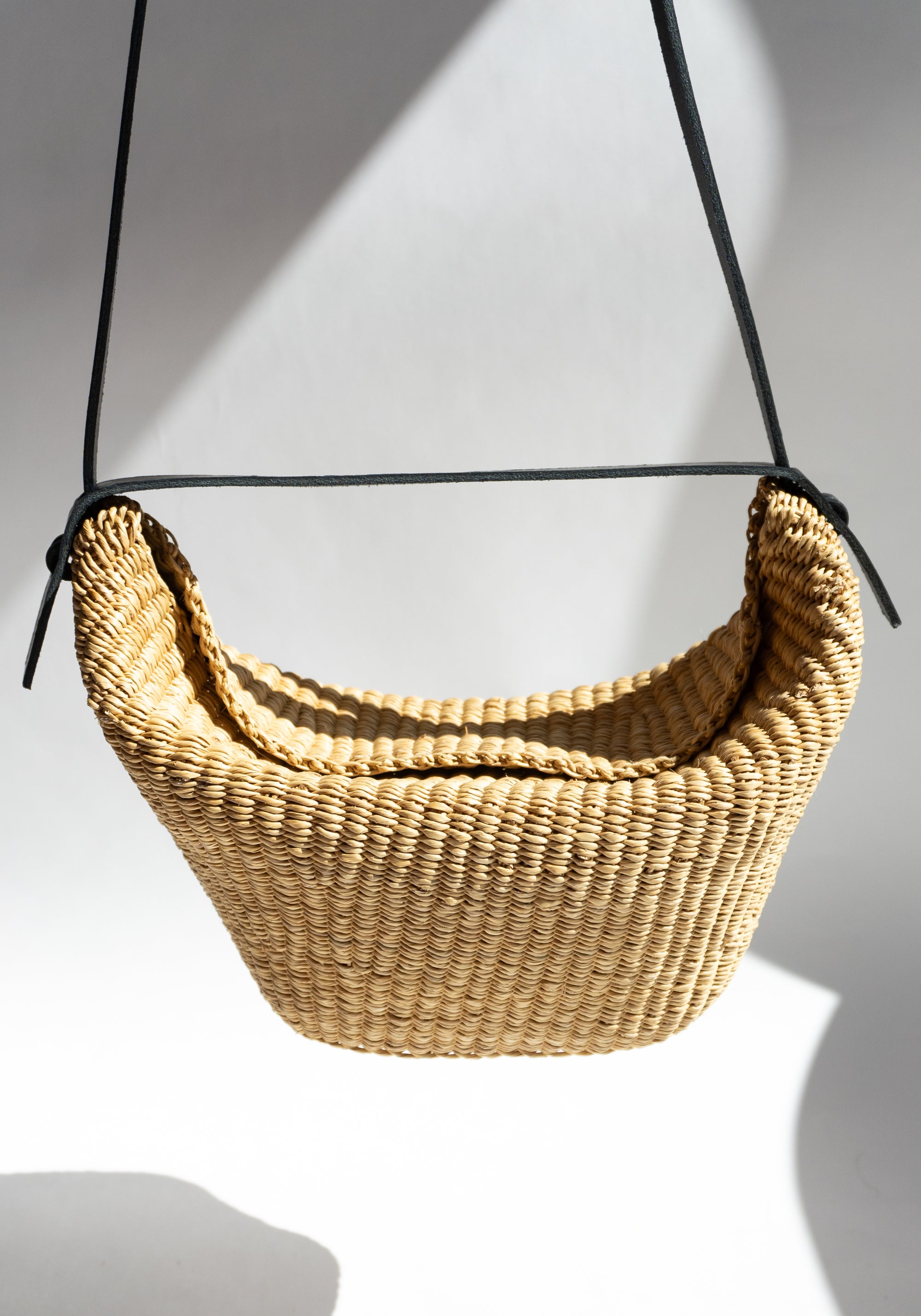 Ines Bressand Mini Croissant Straw Bag No.35 in Natural
