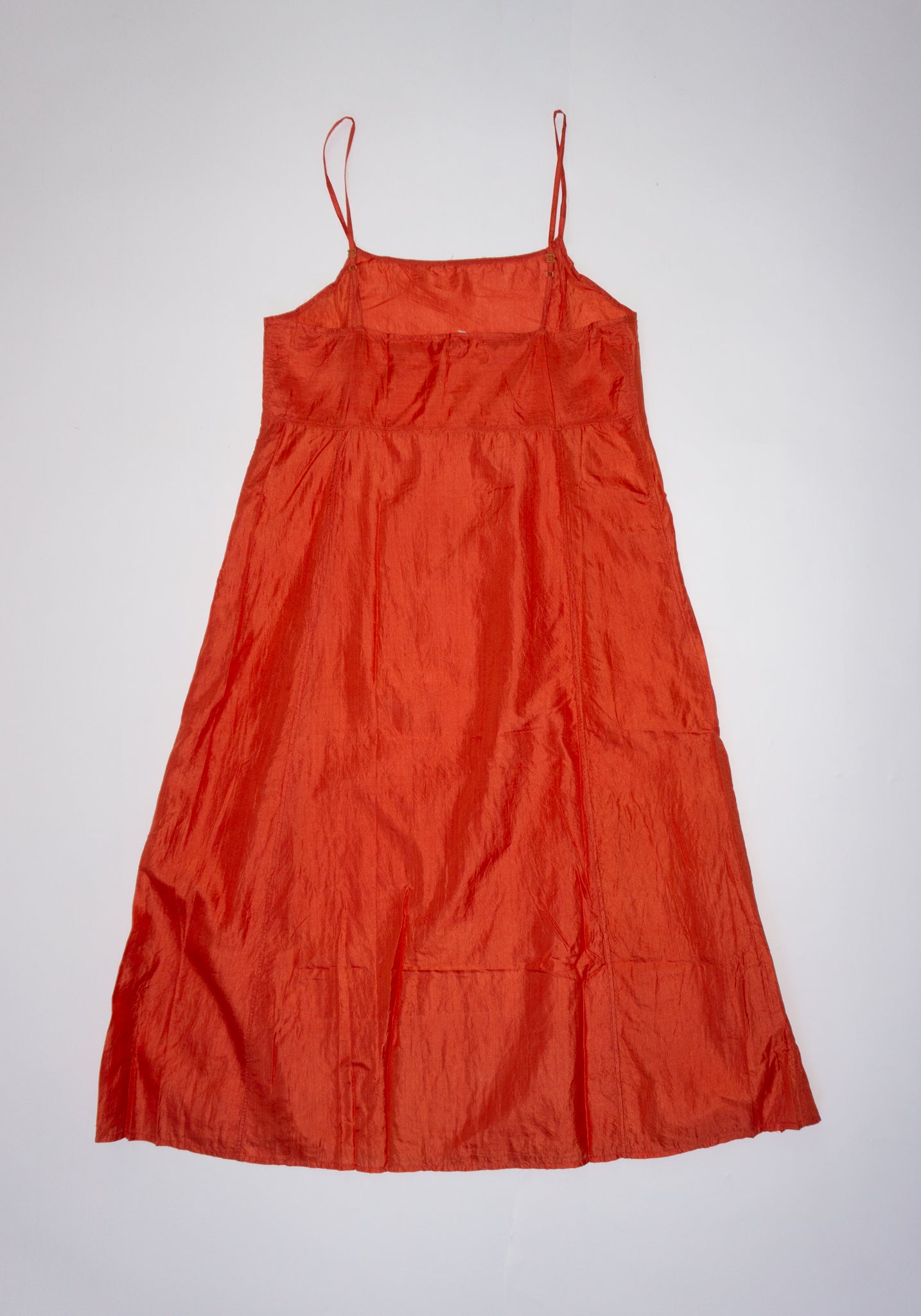 Injiri Silk Slip Dress in Coral