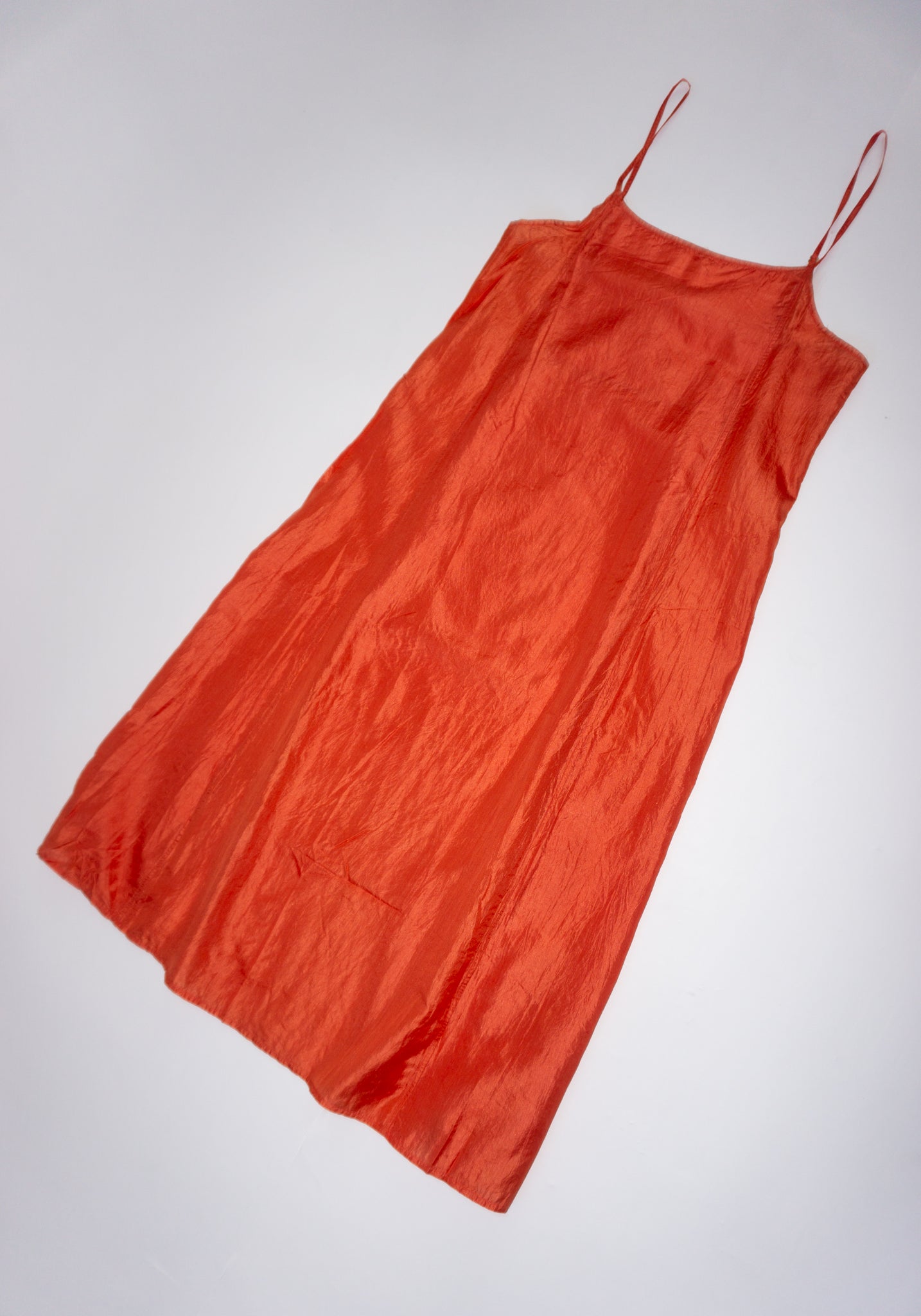 Injiri Silk Slip Dress in Coral