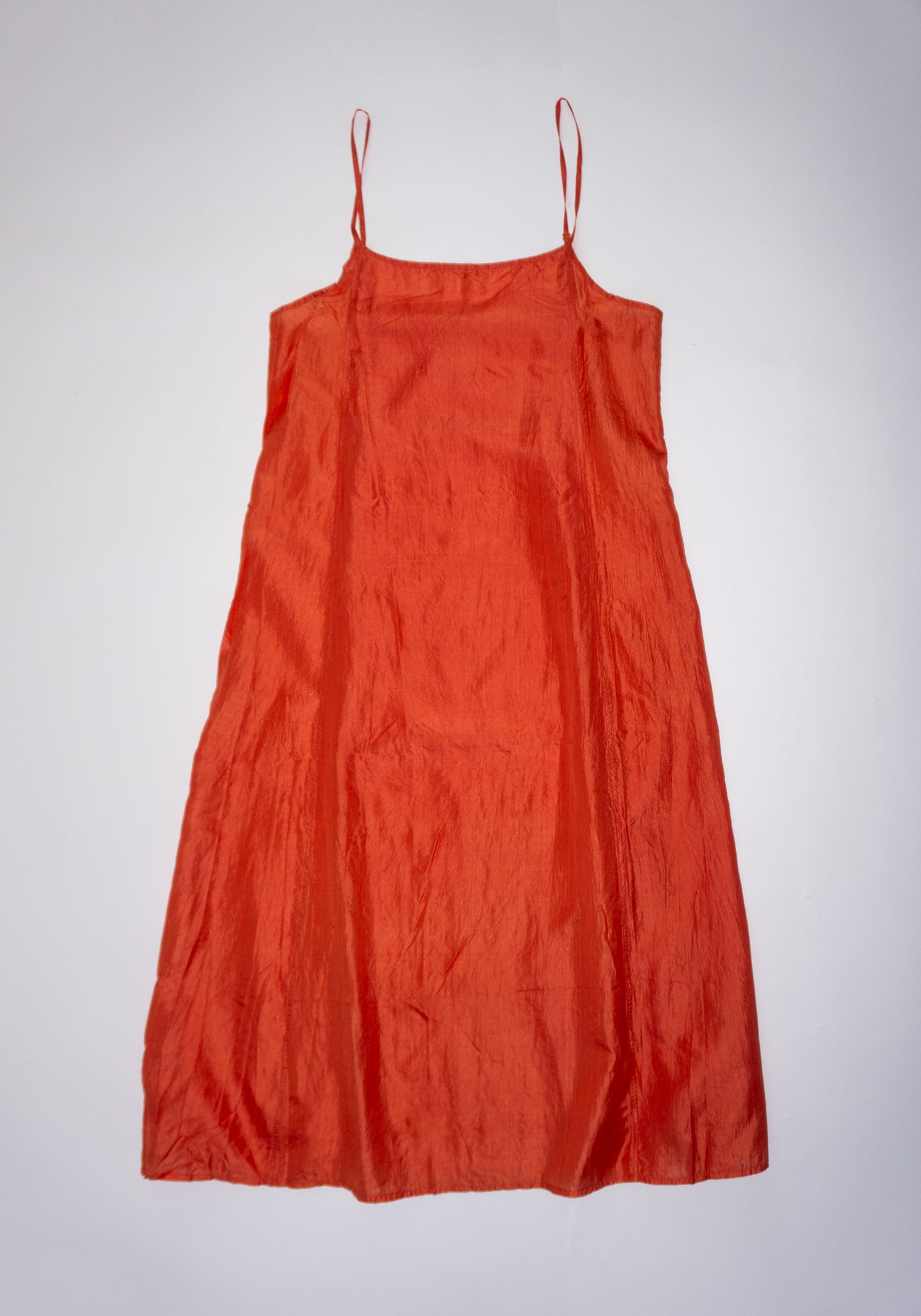 Injiri Silk Slip Dress in Coral