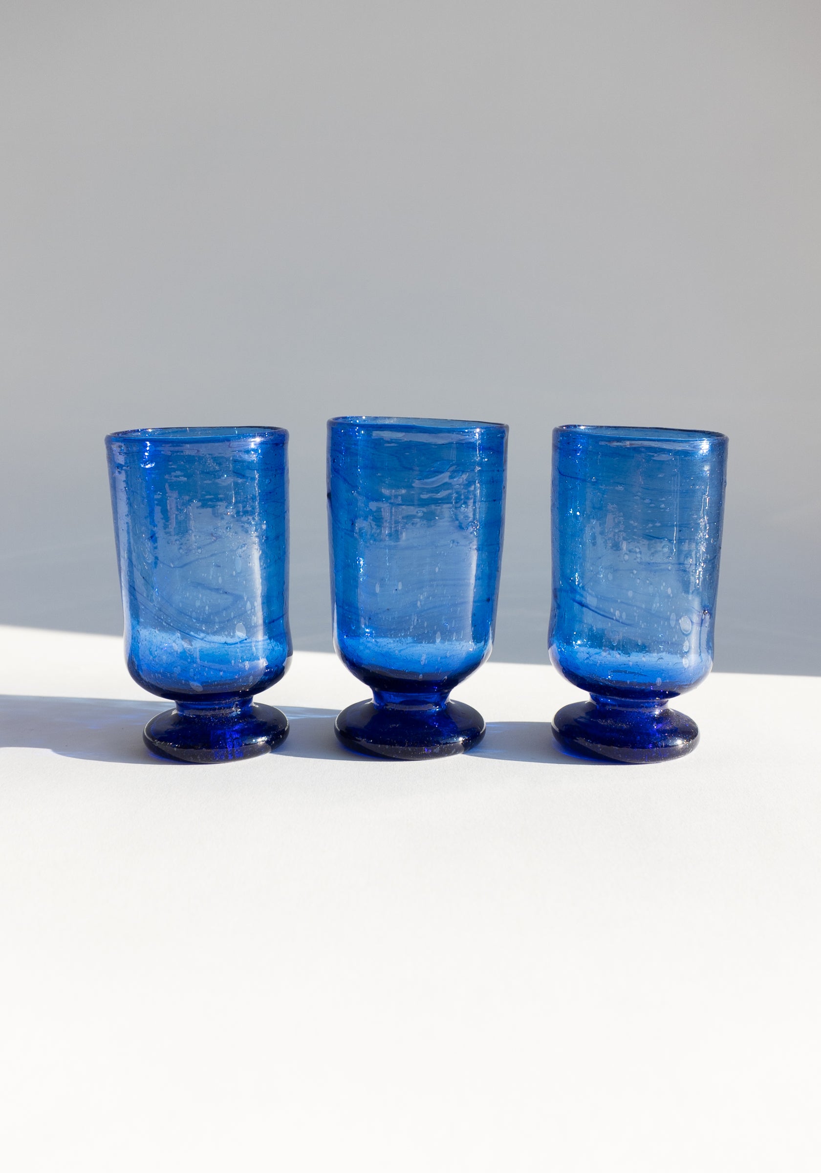Column Recycled Blue Glass Cup