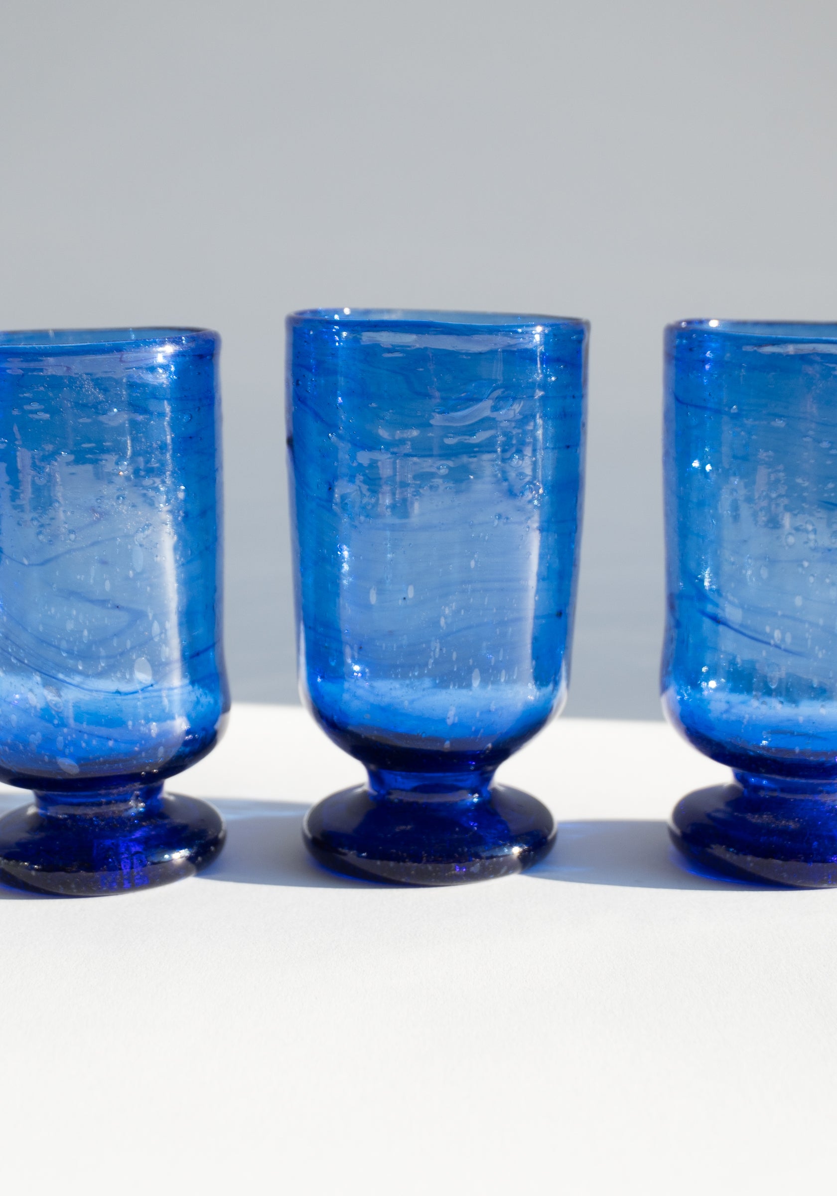 Column Recycled Blue Glass Cup