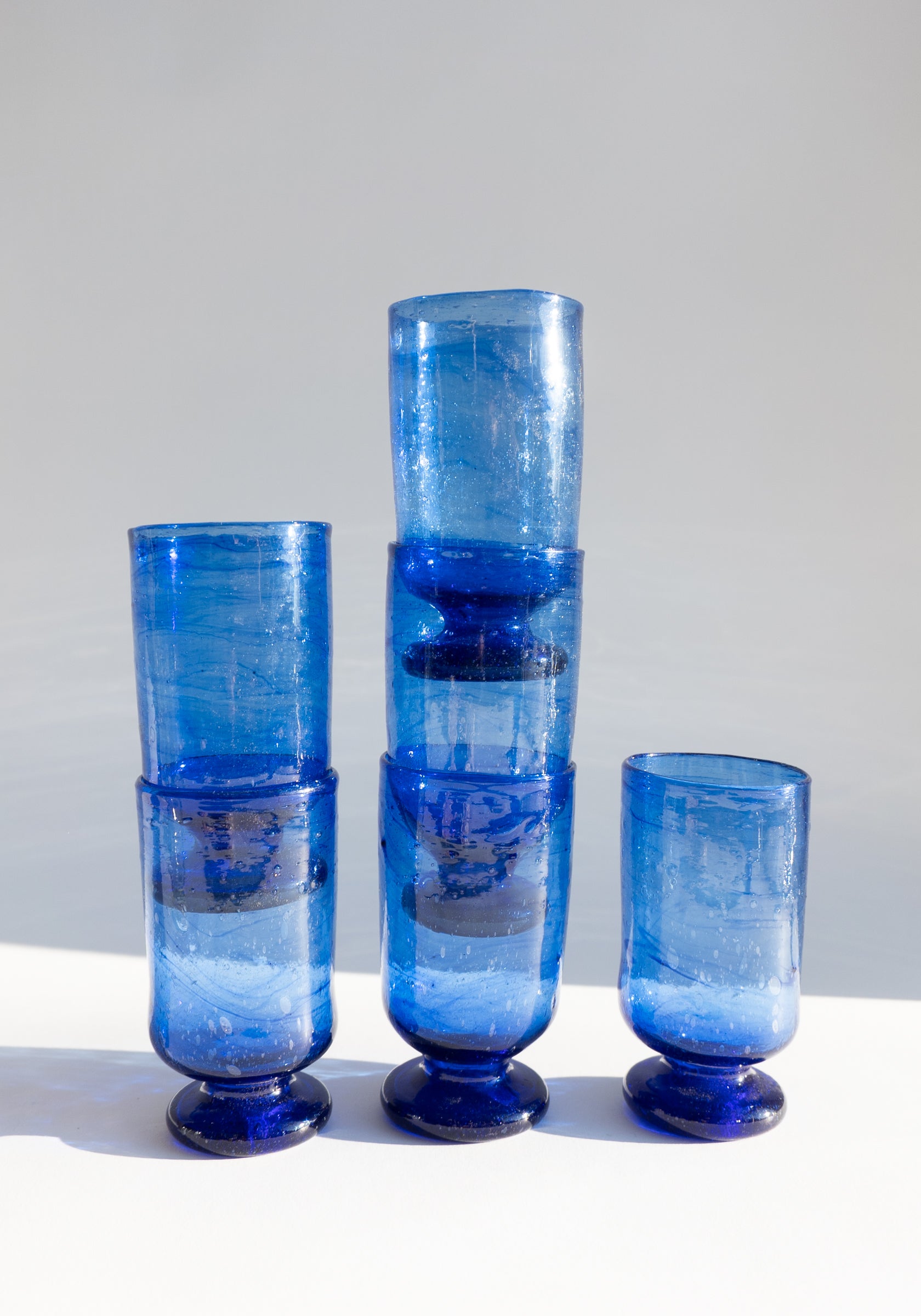 Column Recycled Blue Glass Cup