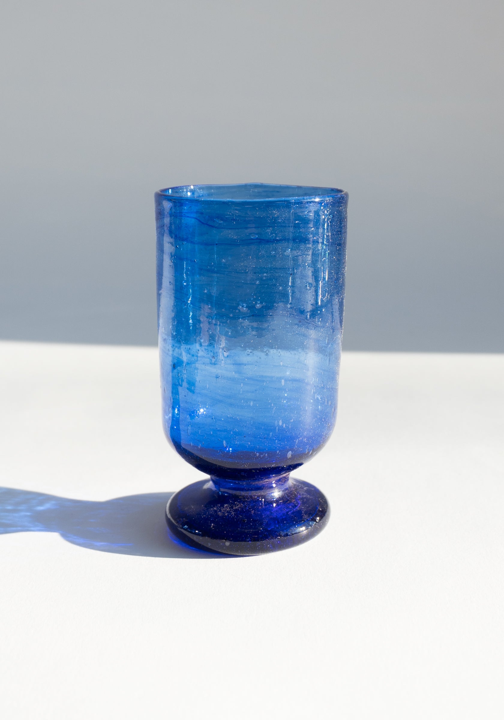 Column Recycled Blue Glass Cup