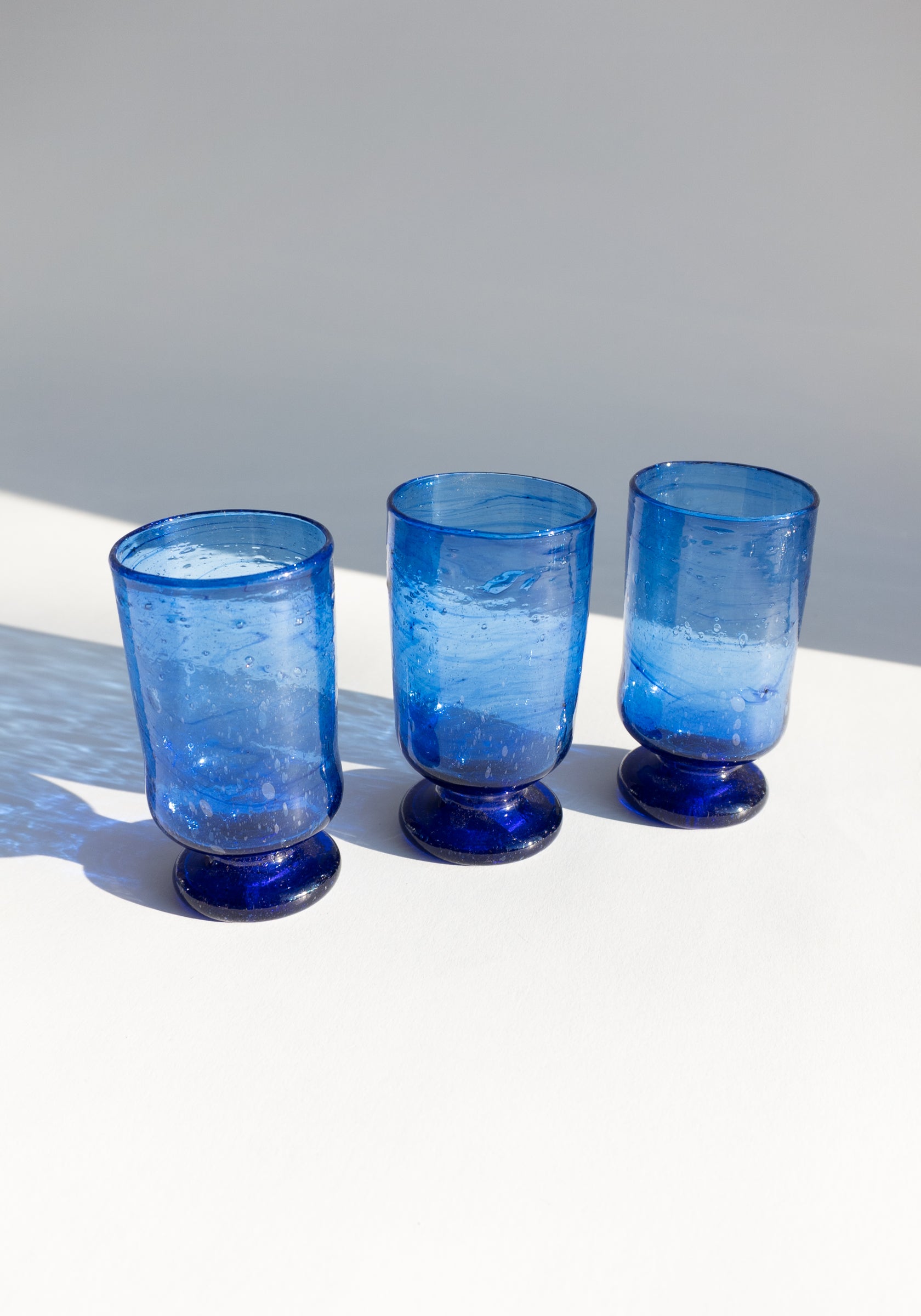 Column Recycled Blue Glass Cup