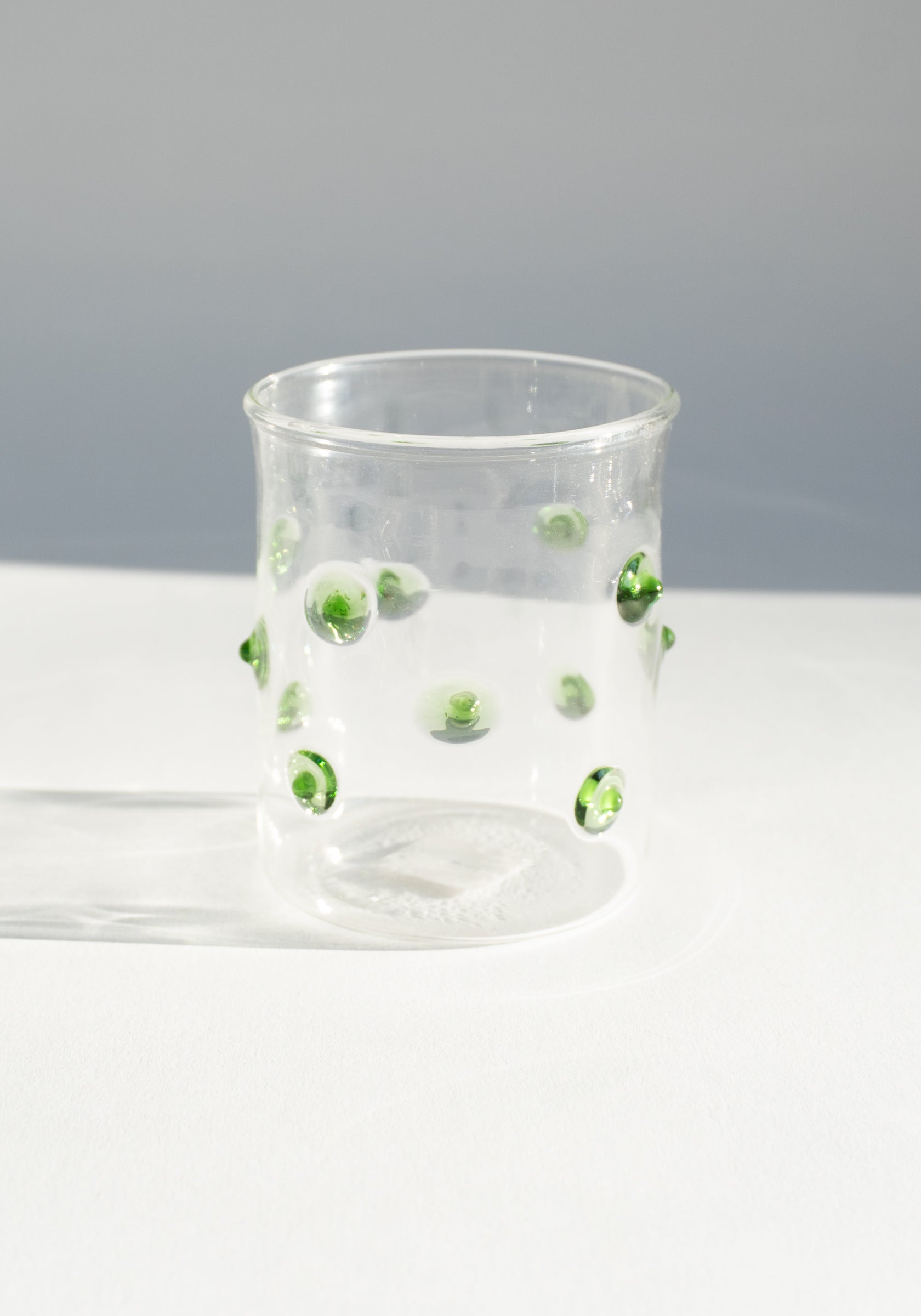 Green Polka Dotted Handblown Glass Cup