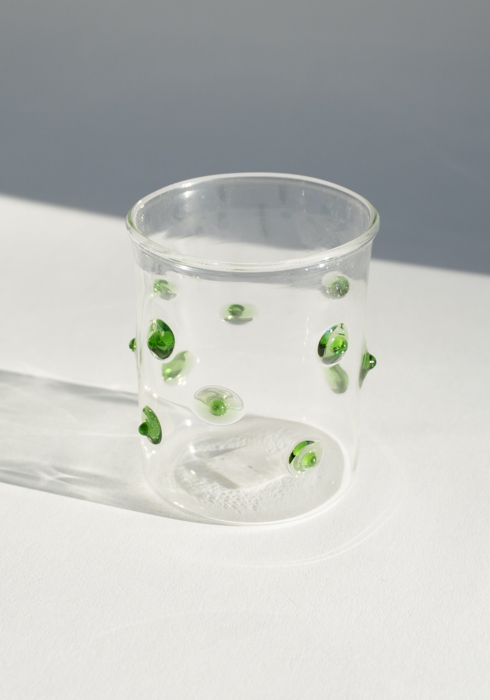 Green Polka Dotted Handblown Glass Cup