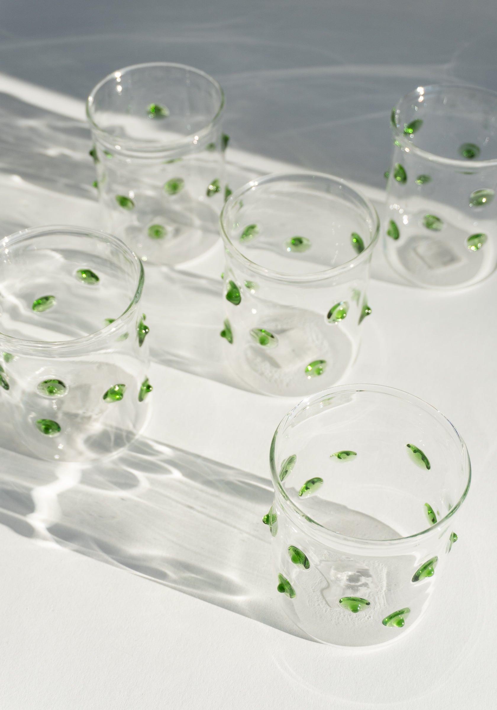 Green Polka Dotted Handblown Glass Cup