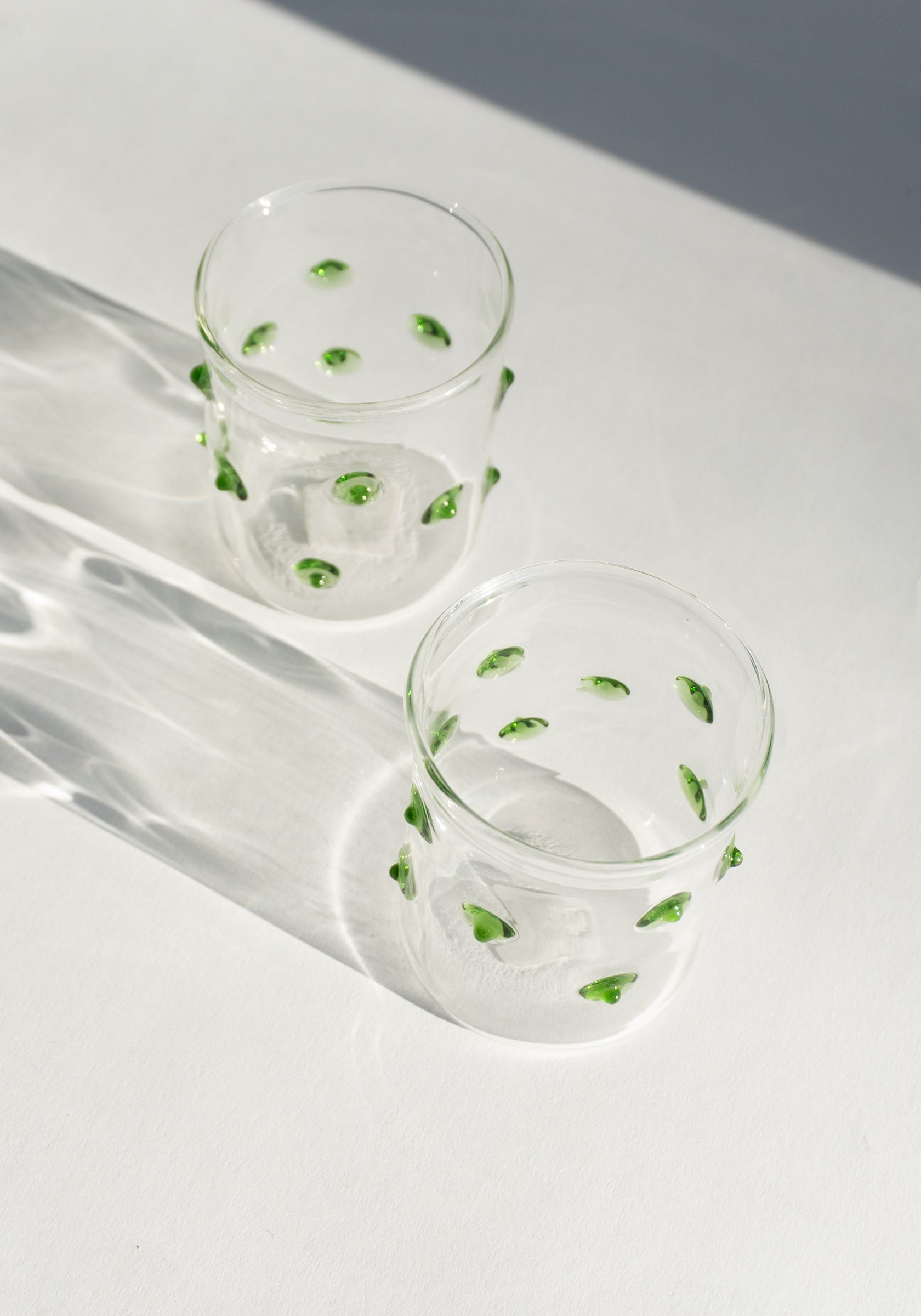 Green Polka Dotted Handblown Glass Cup