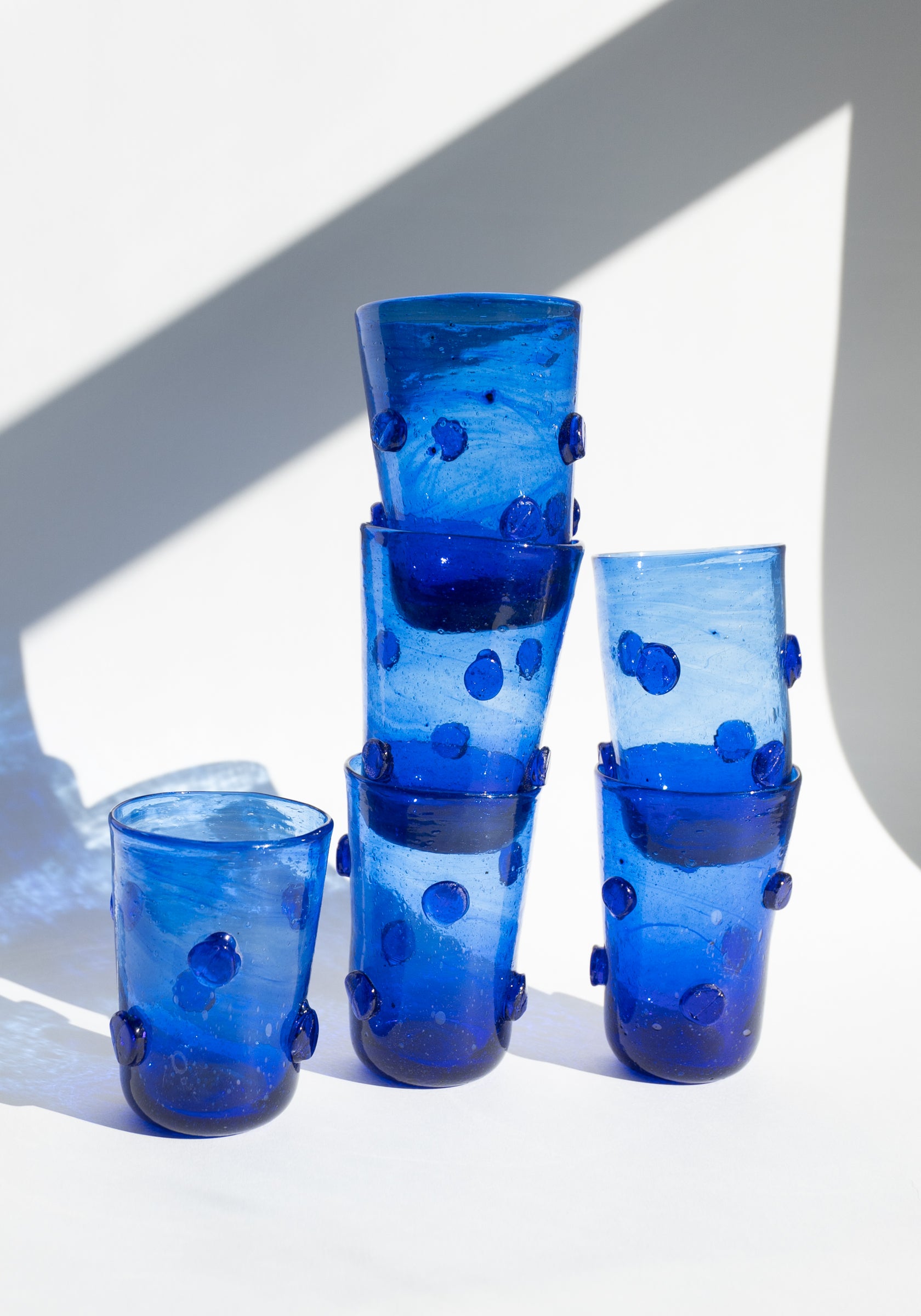 Studded Recycled Blue Glass Cup