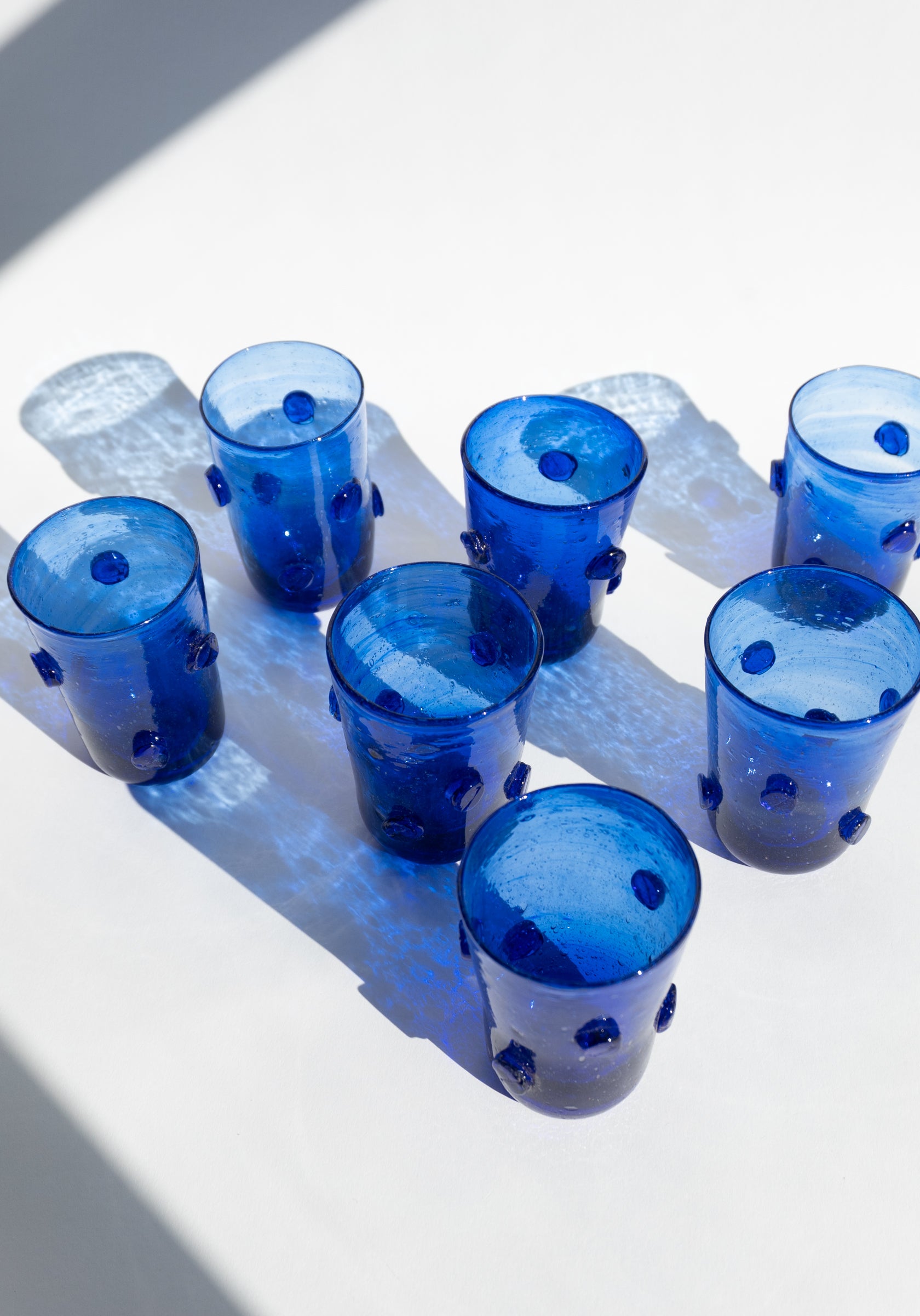 Studded Recycled Blue Glass Cup