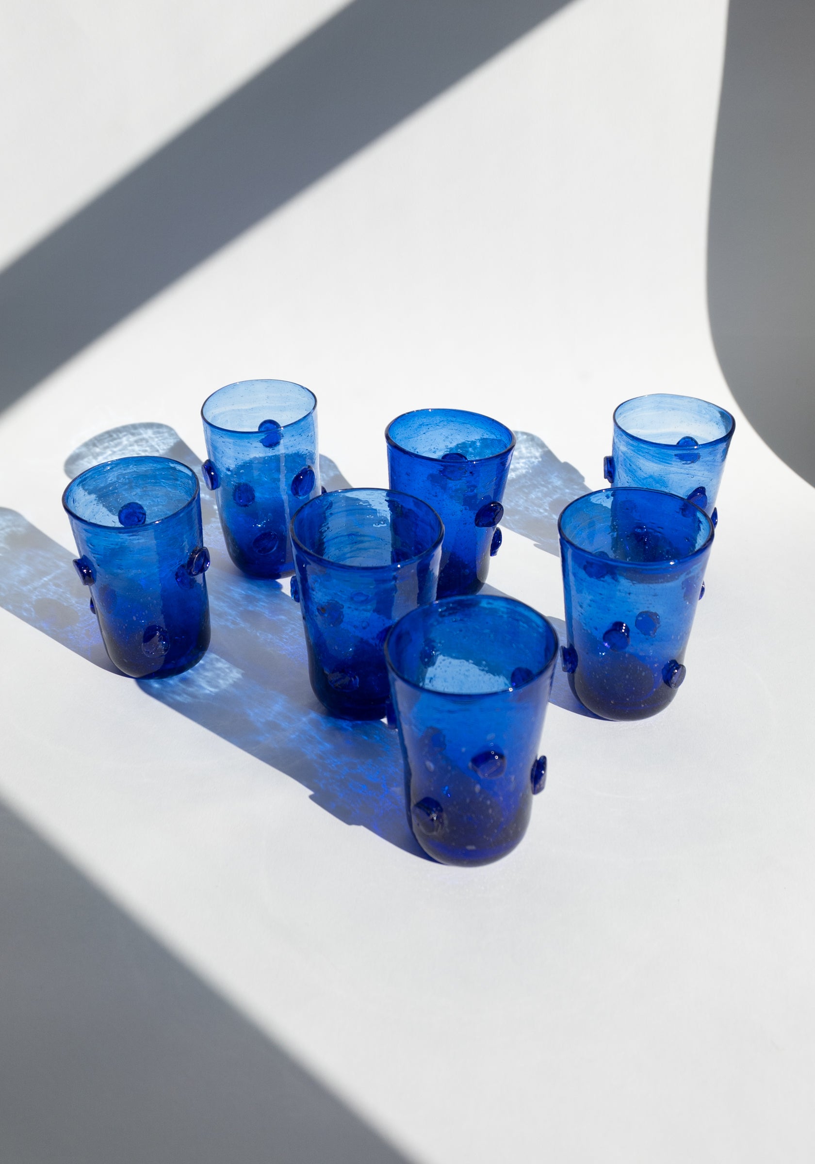Studded Recycled Blue Glass Cup
