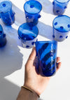 Studded Recycled Blue Glass Cup
