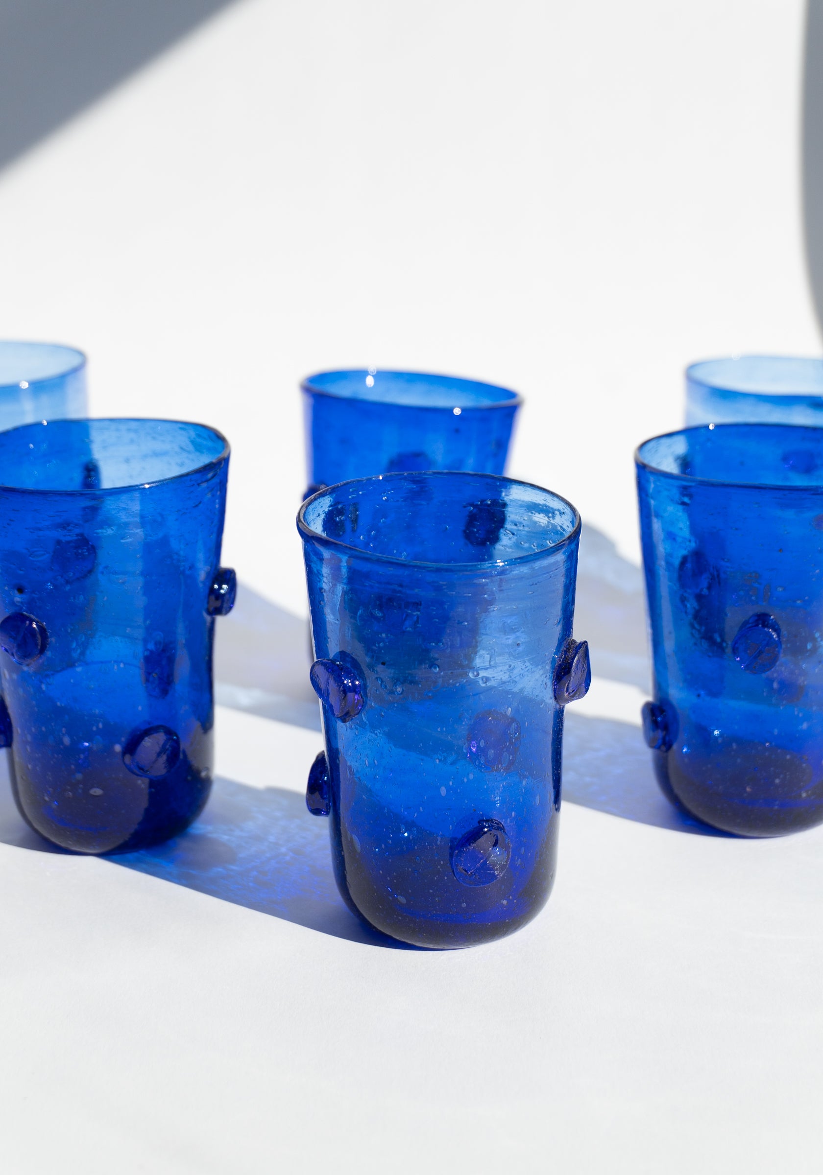 Studded Recycled Blue Glass Cup