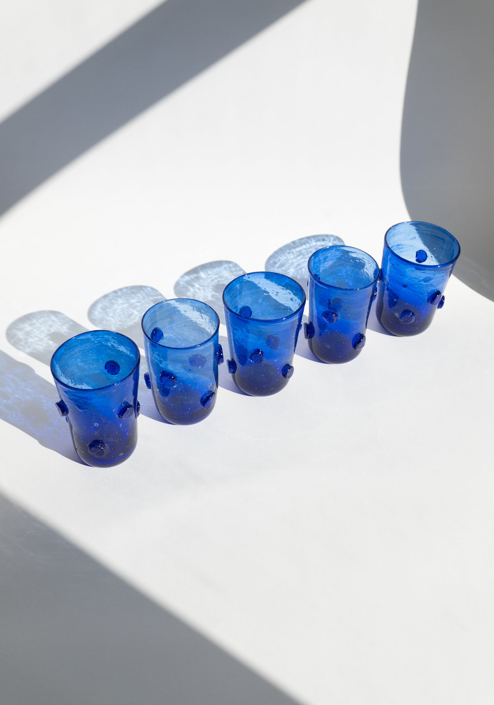 Studded Recycled Blue Glass Cup
