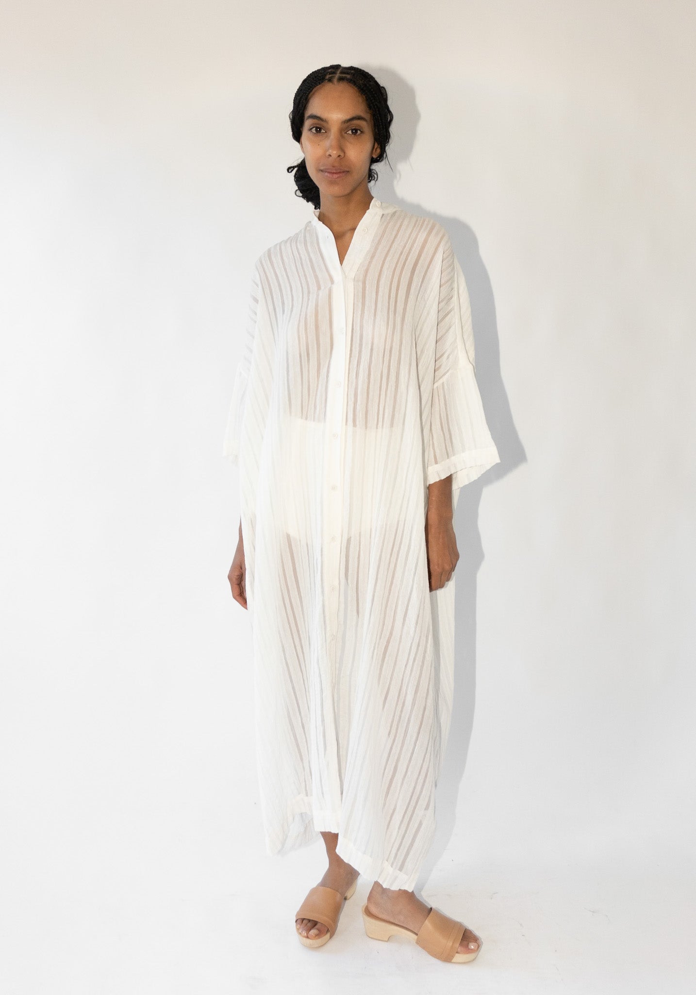 Lines Shirt Dress in White