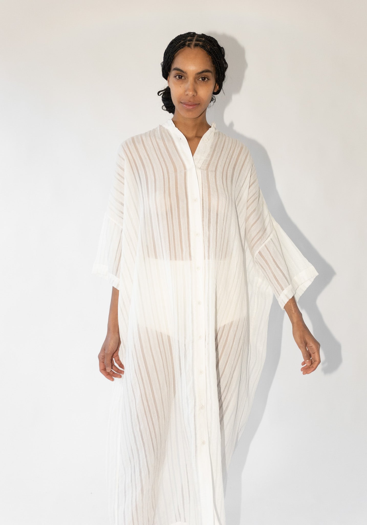 Lines Shirt Dress in White