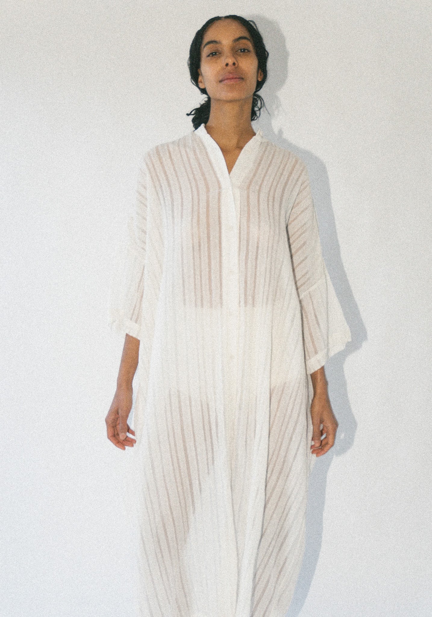 Lines Shirt Dress in White