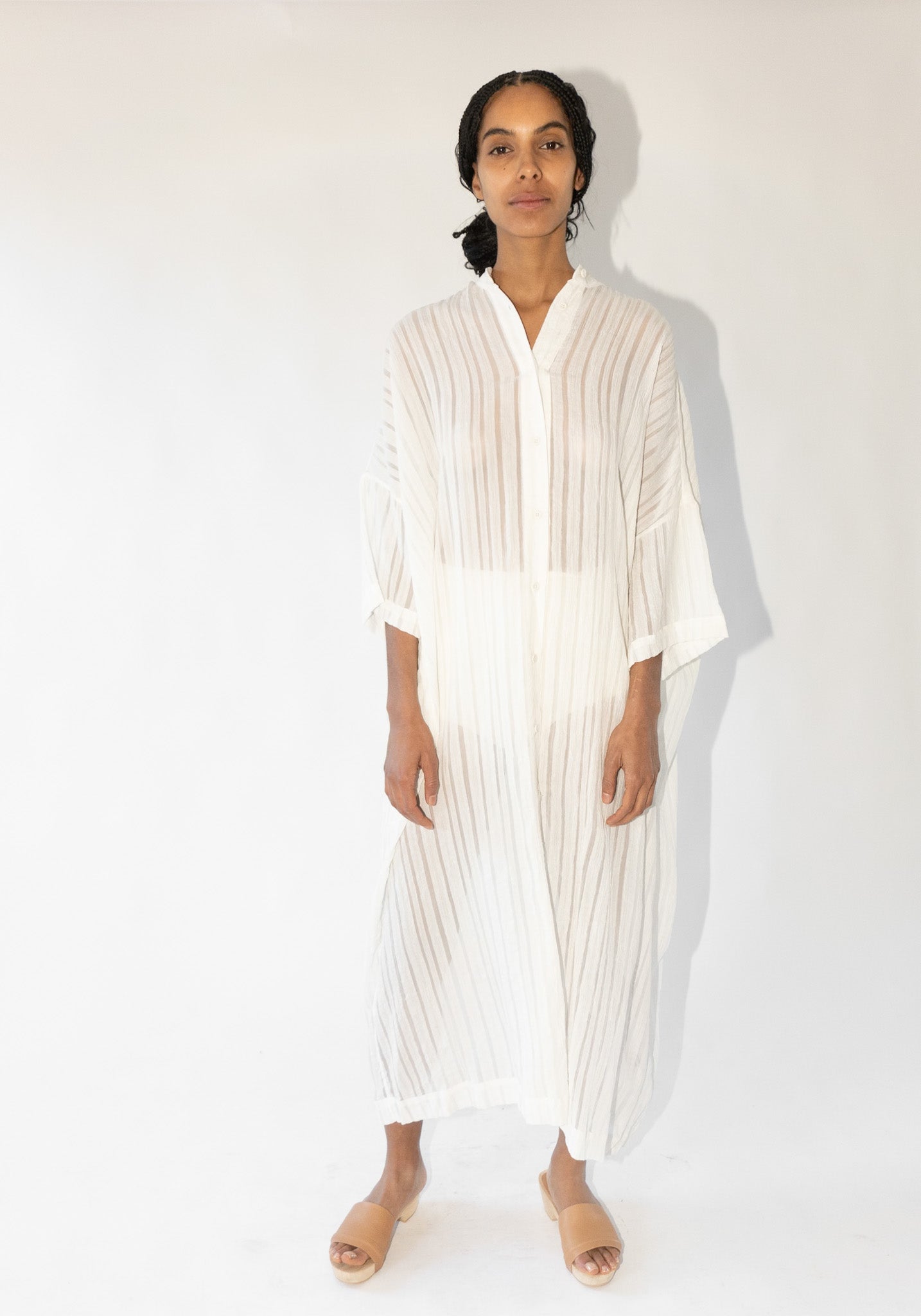 Lines Shirt Dress in White