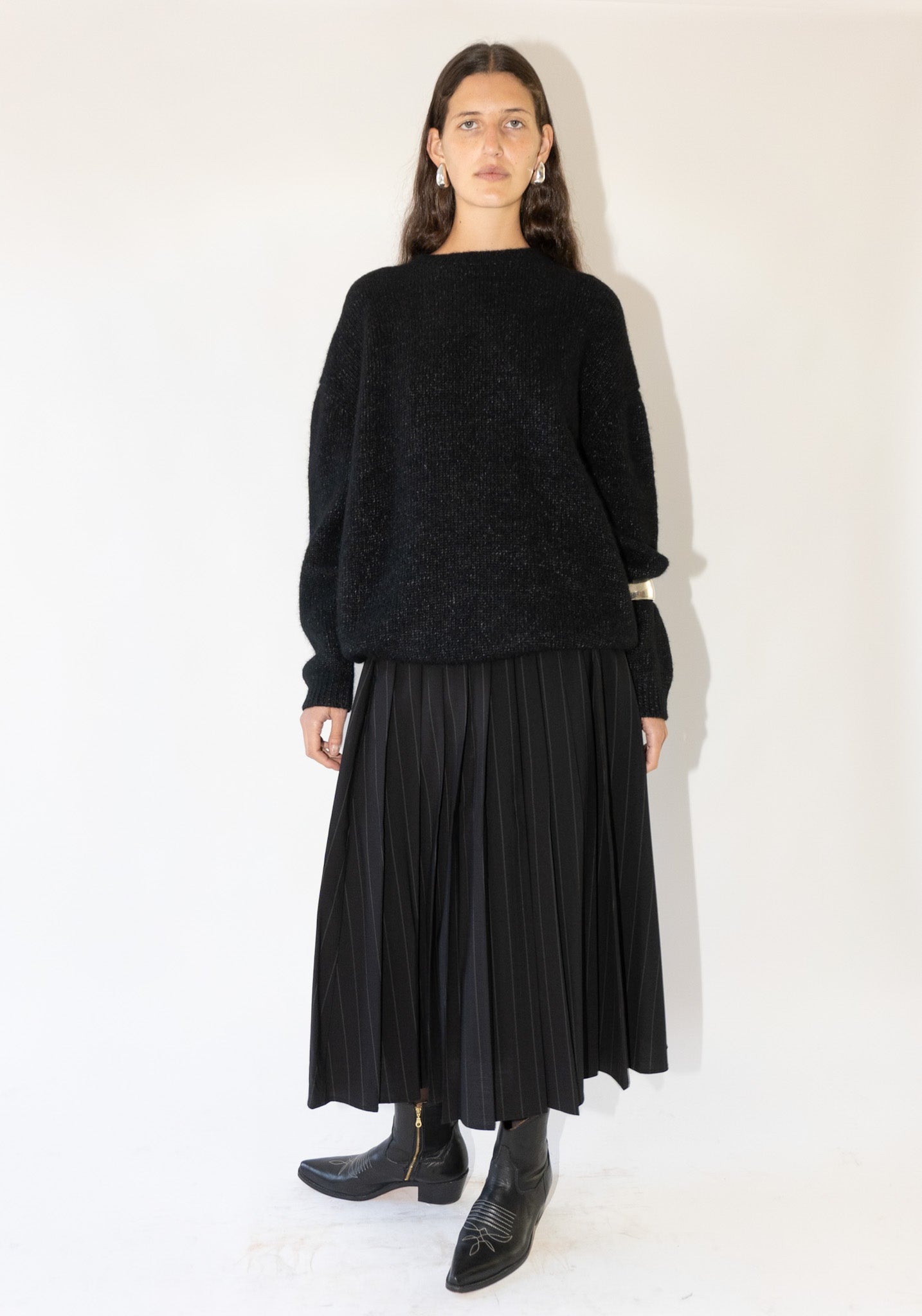 Pleated Skirt in Pinstripe