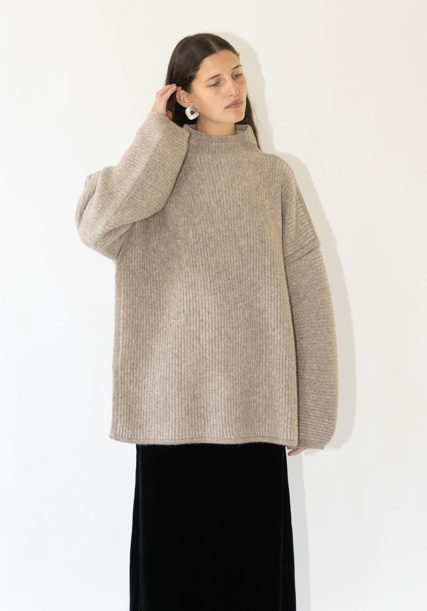 Ottoman Turtleneck Sweater in Moth Carrara