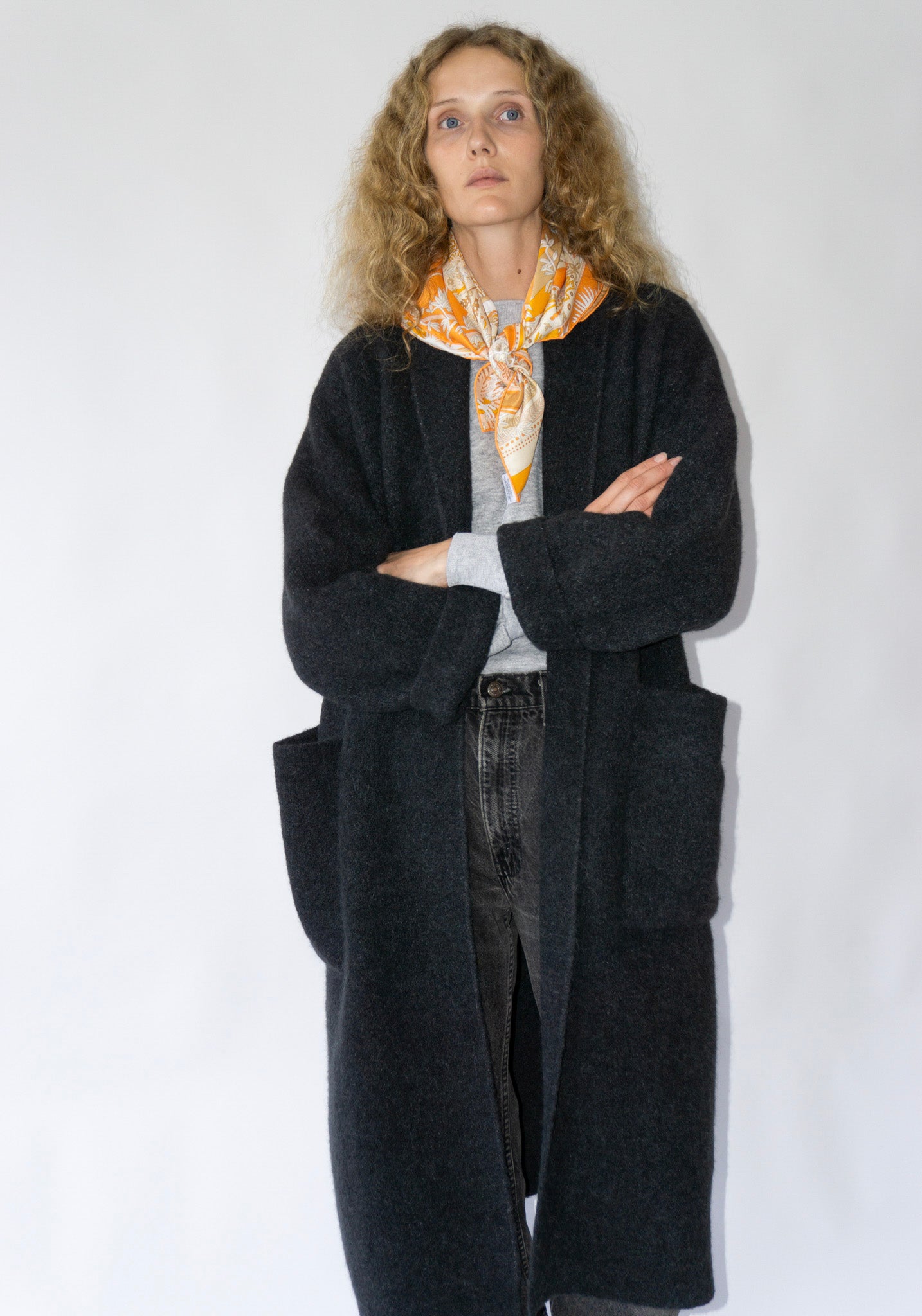 Lauren Manoogian Double Face Long Coat in Ink