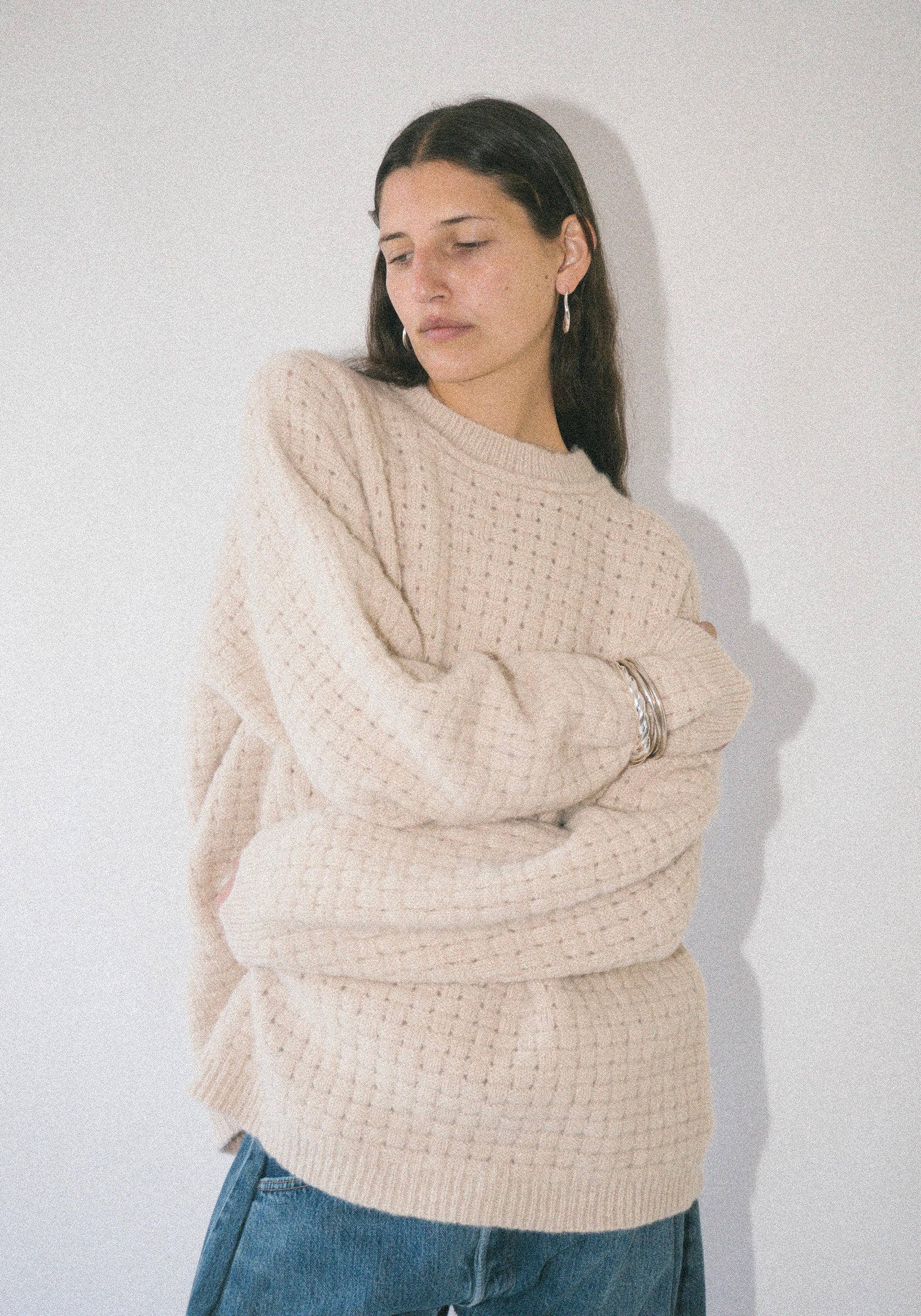 Interlace Crewneck in Alabaster