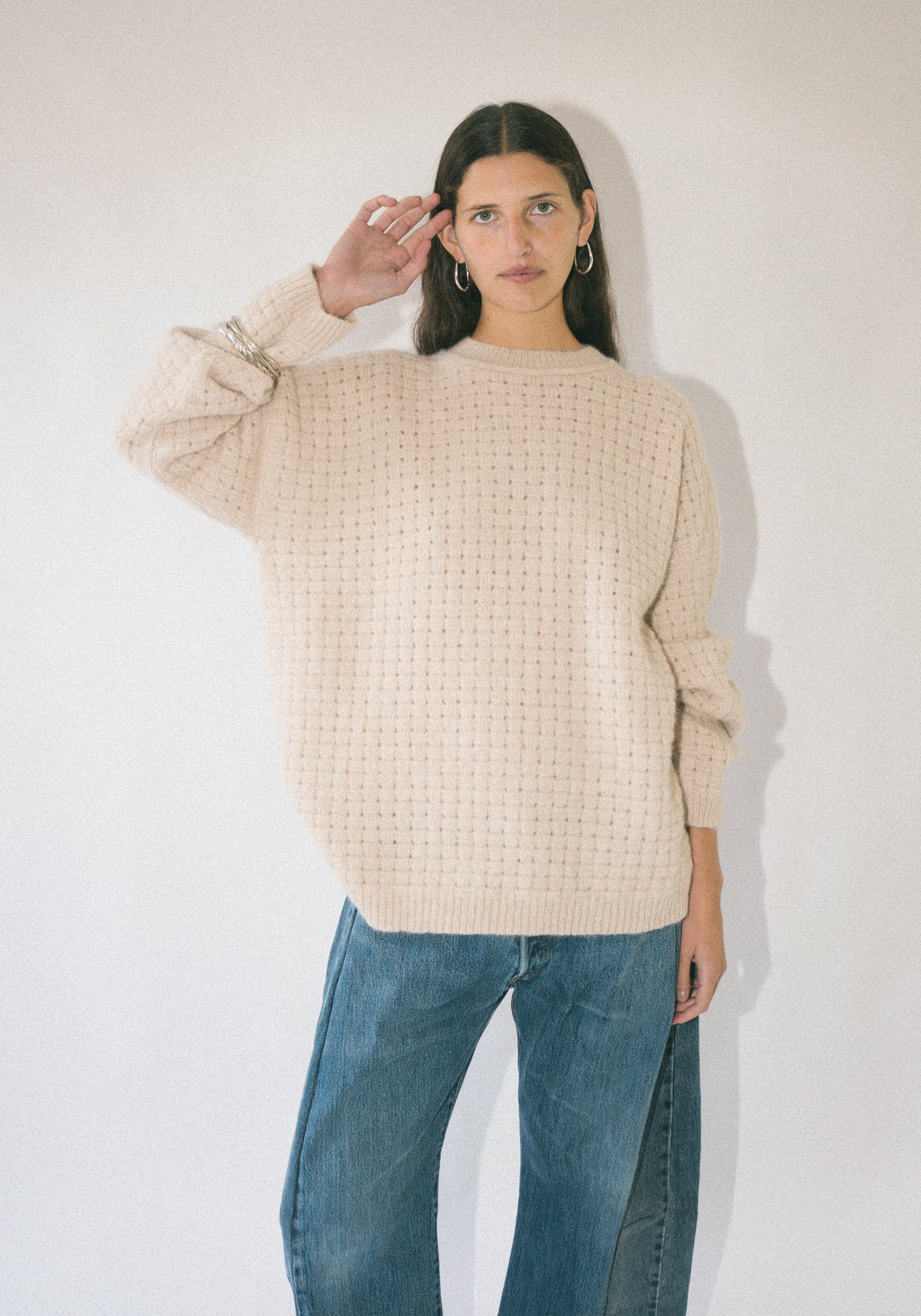 Interlace Crewneck in Alabaster