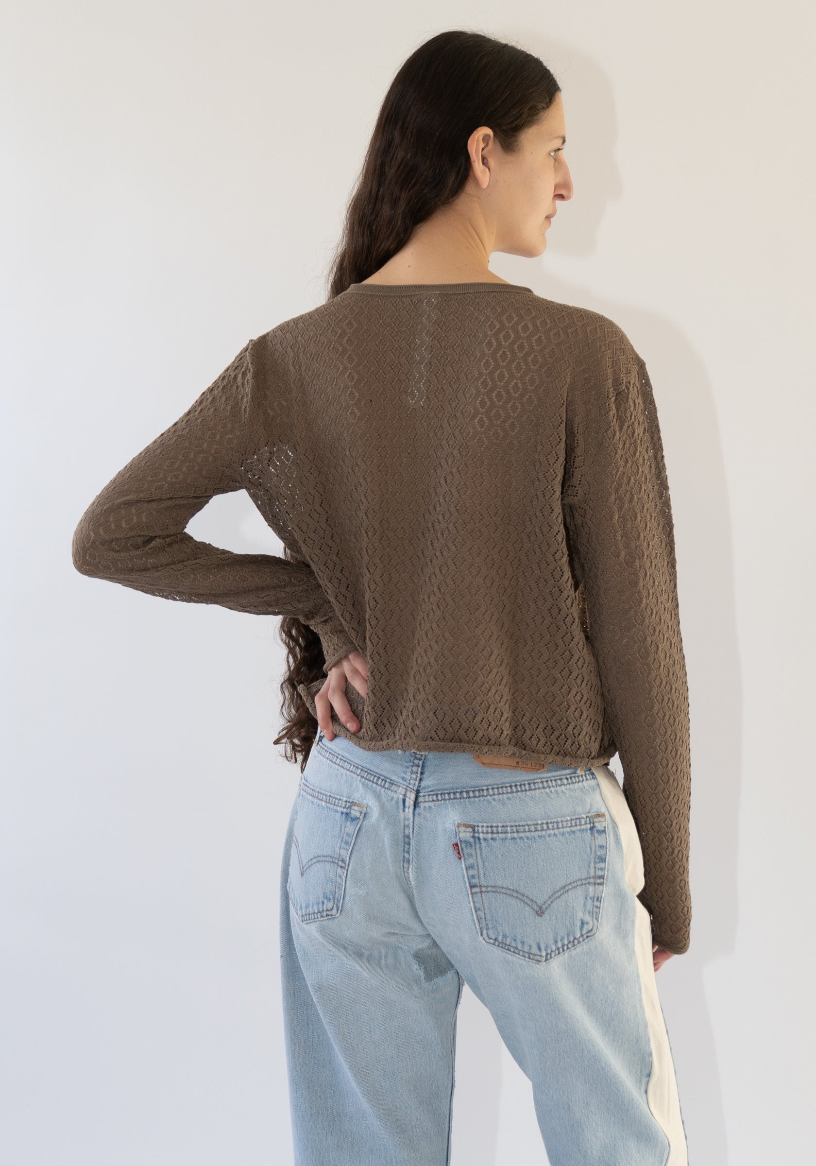 Pointelle Cardigan in Earth