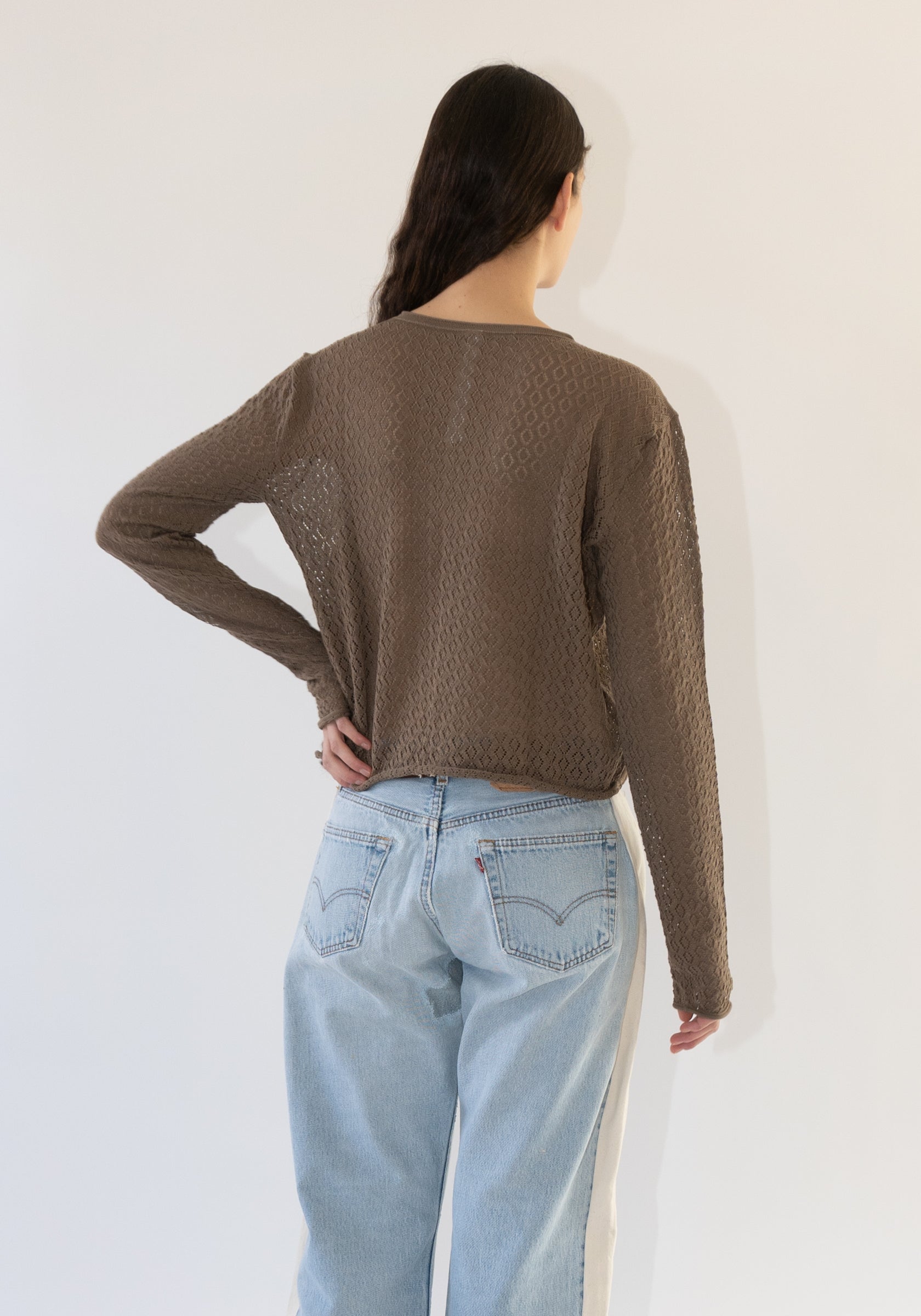 Pointelle Cardigan in Earth