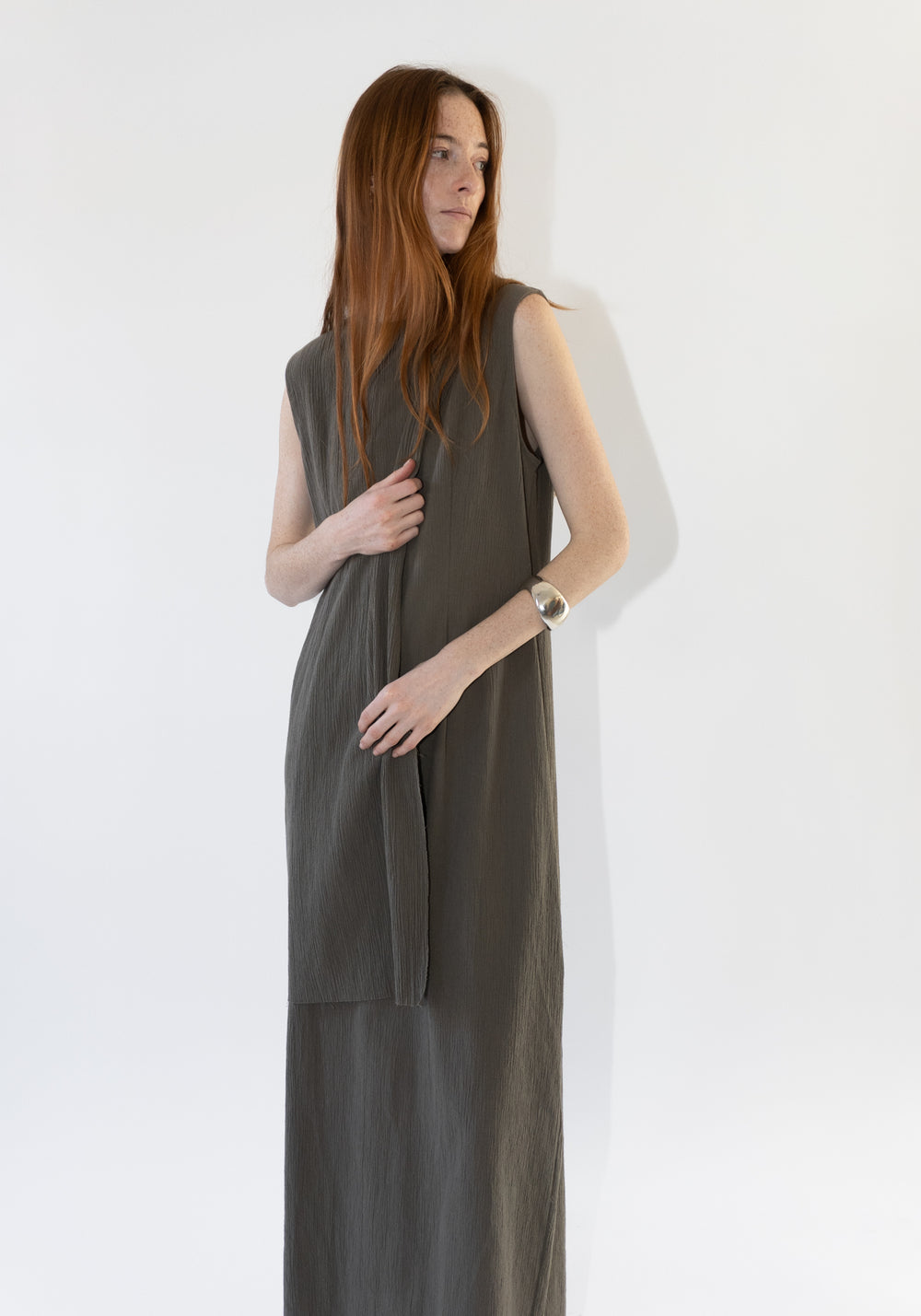 Raw Layer Dress in Clay