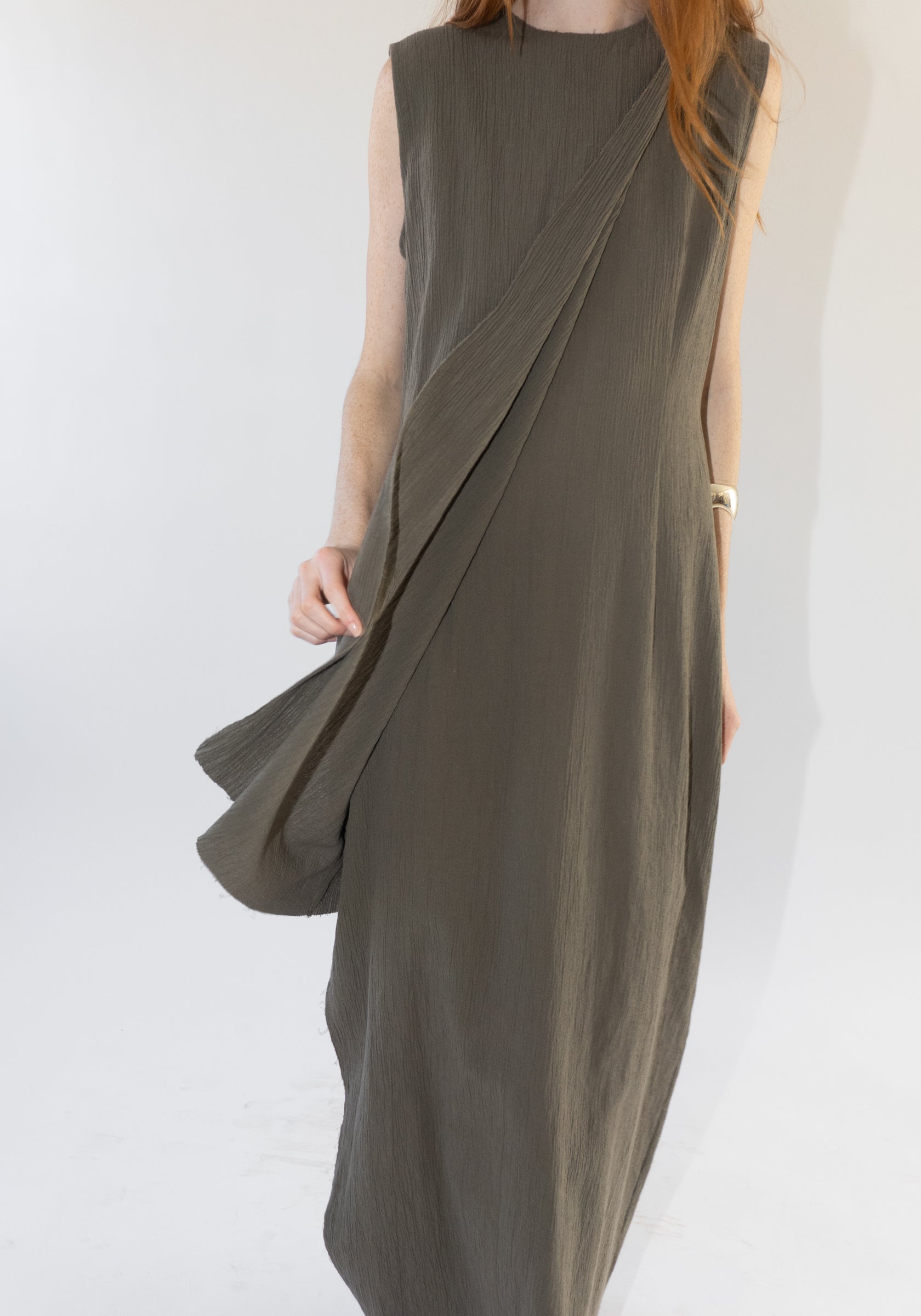Raw Layer Dress in Clay