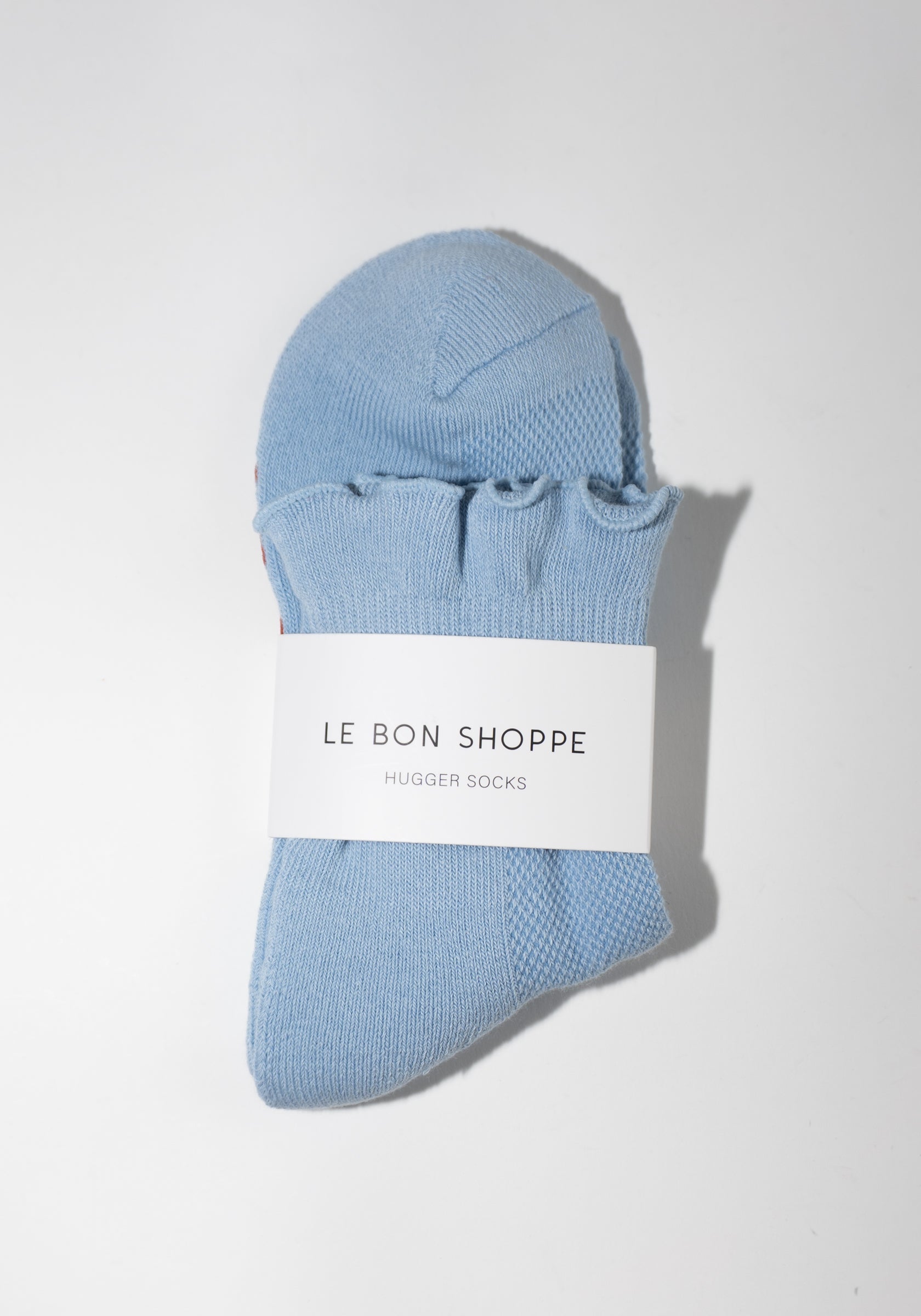 Le Bon Shoppe Ruffled Hugger Crew Socks in Periwinkle and Red