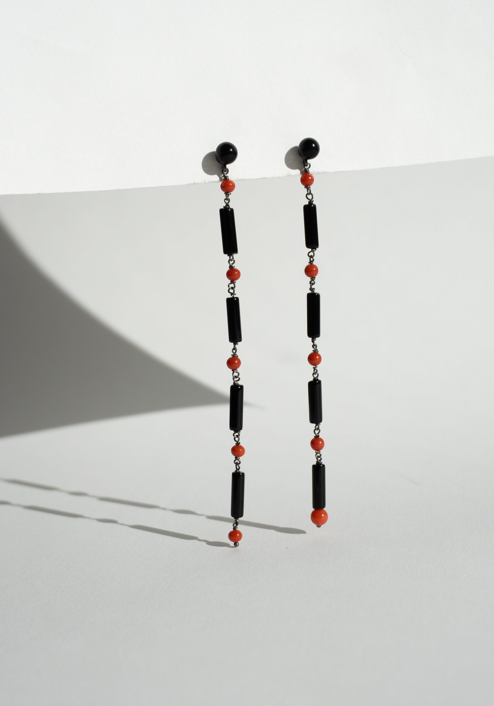 Onyx and Coral Earrings