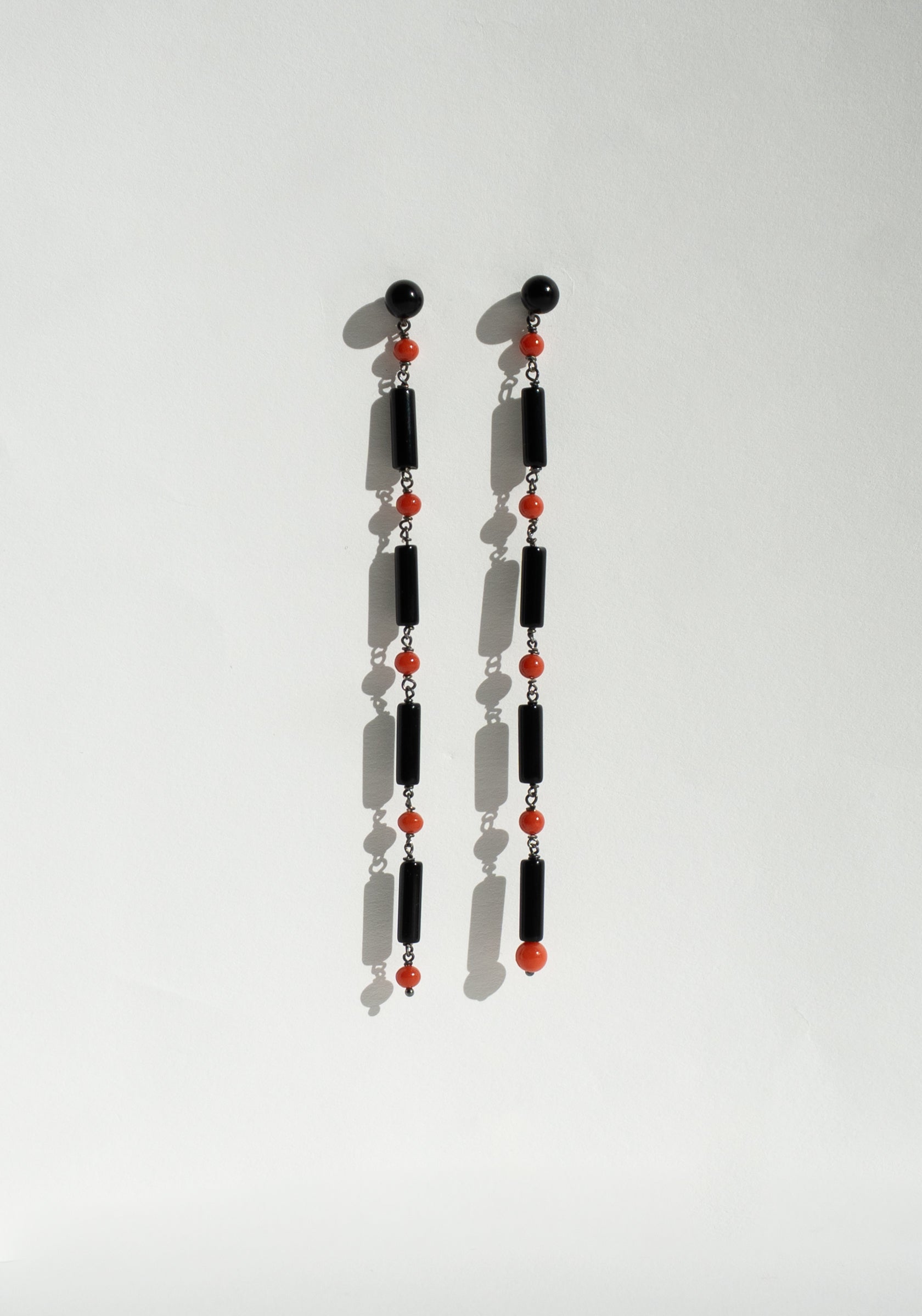 Onyx and Coral Earrings